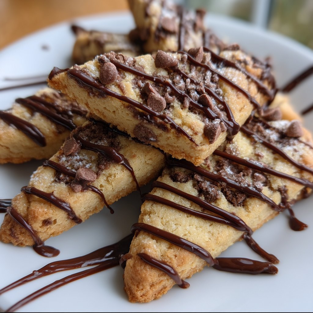 Mocha Shortbread Wedges with Chocolate Drizzle