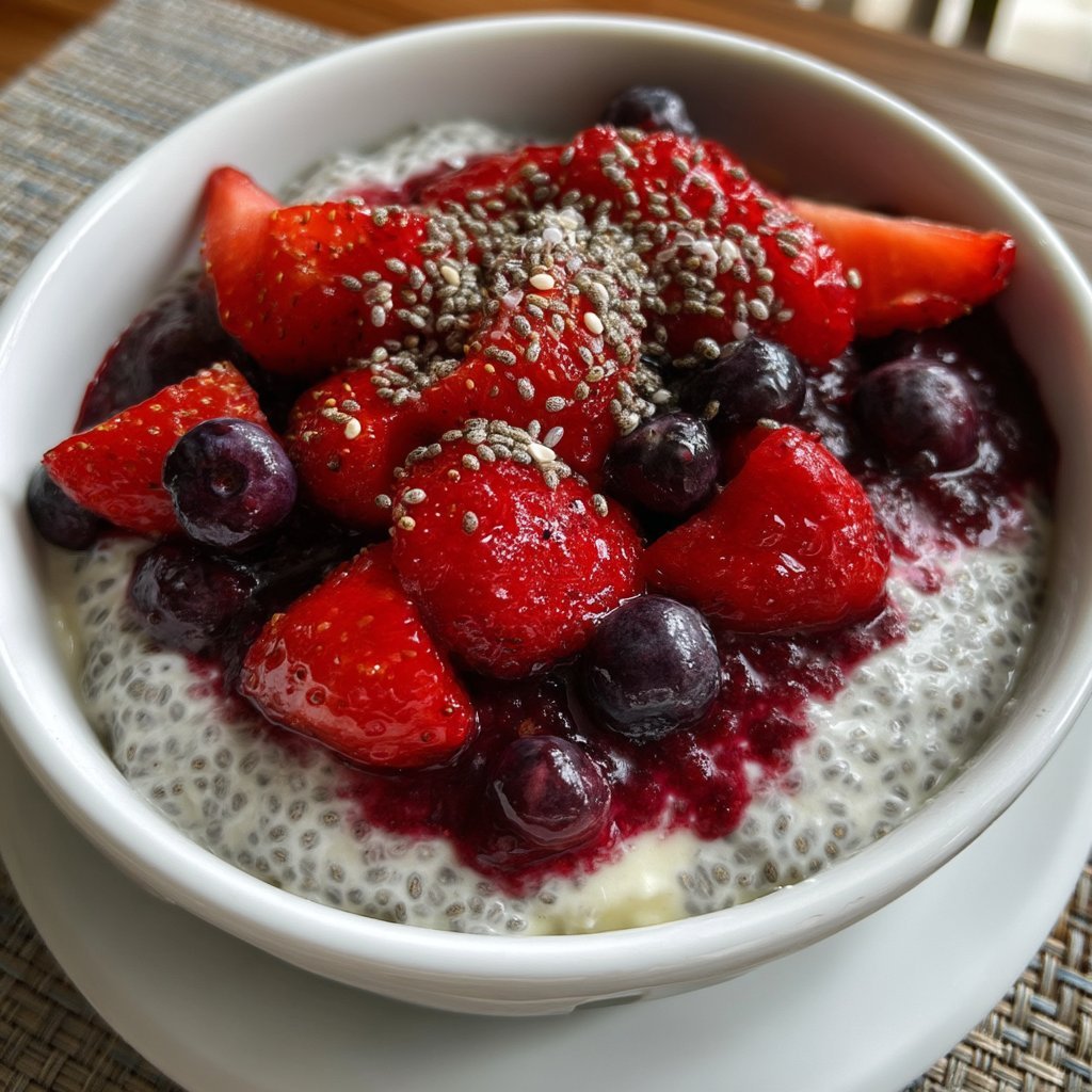 Chia Seed Pudding with Stewed Berries 3 Chia Seed Pudding with Stewed Berries