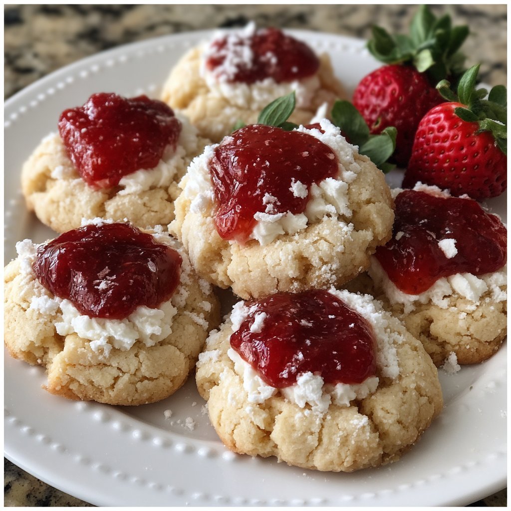 Strawberry Mascarpone Thumbprint Cookies