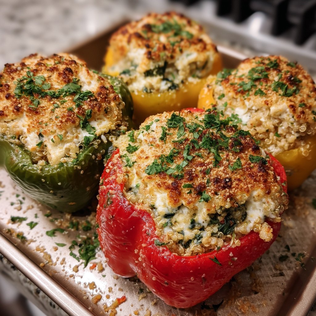 Ricotta Stuffed Peppers with Lemon Herb Breadcrumbs
