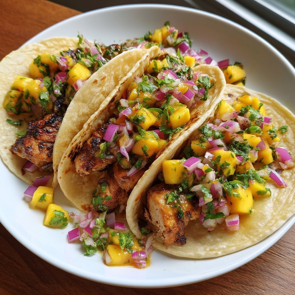 Mango Salsa Chicken Tacos