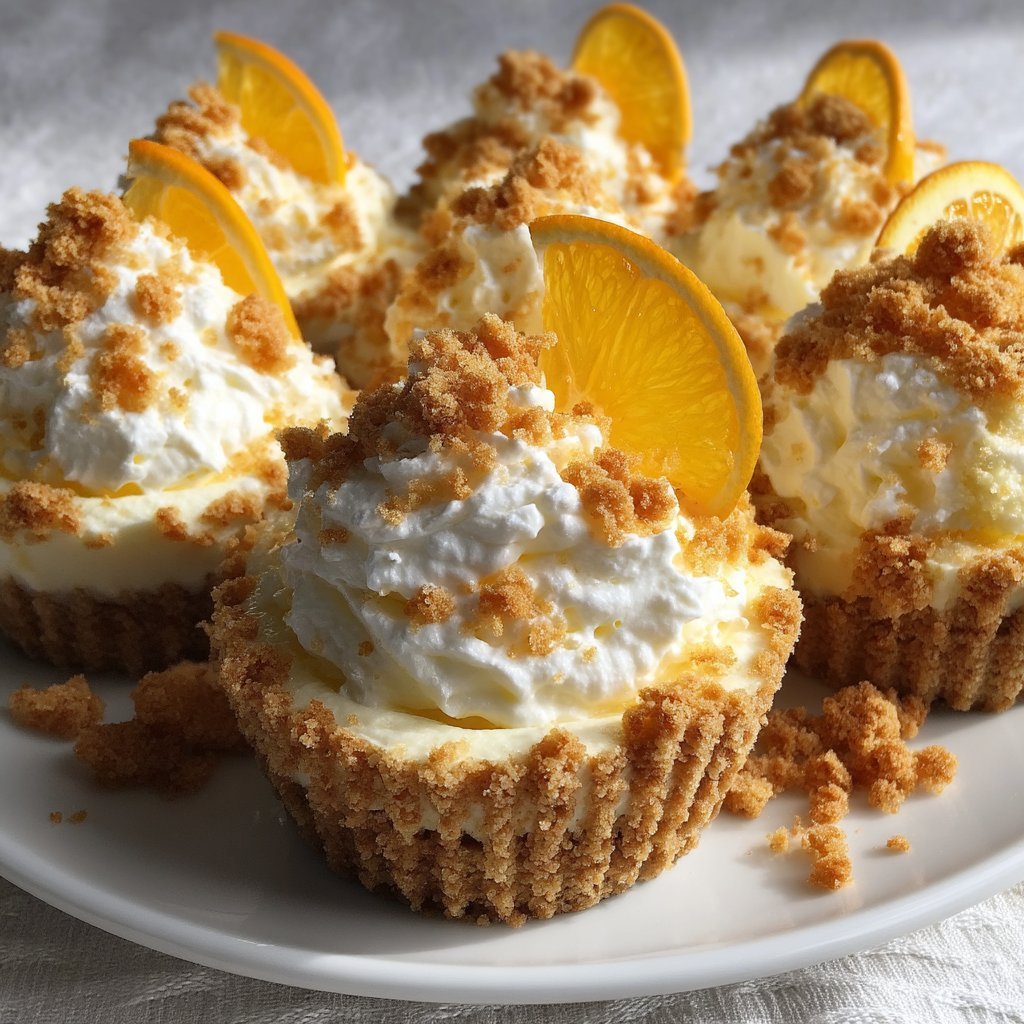 No-Bake Orange Cream Cups with Biscuit Crumbs