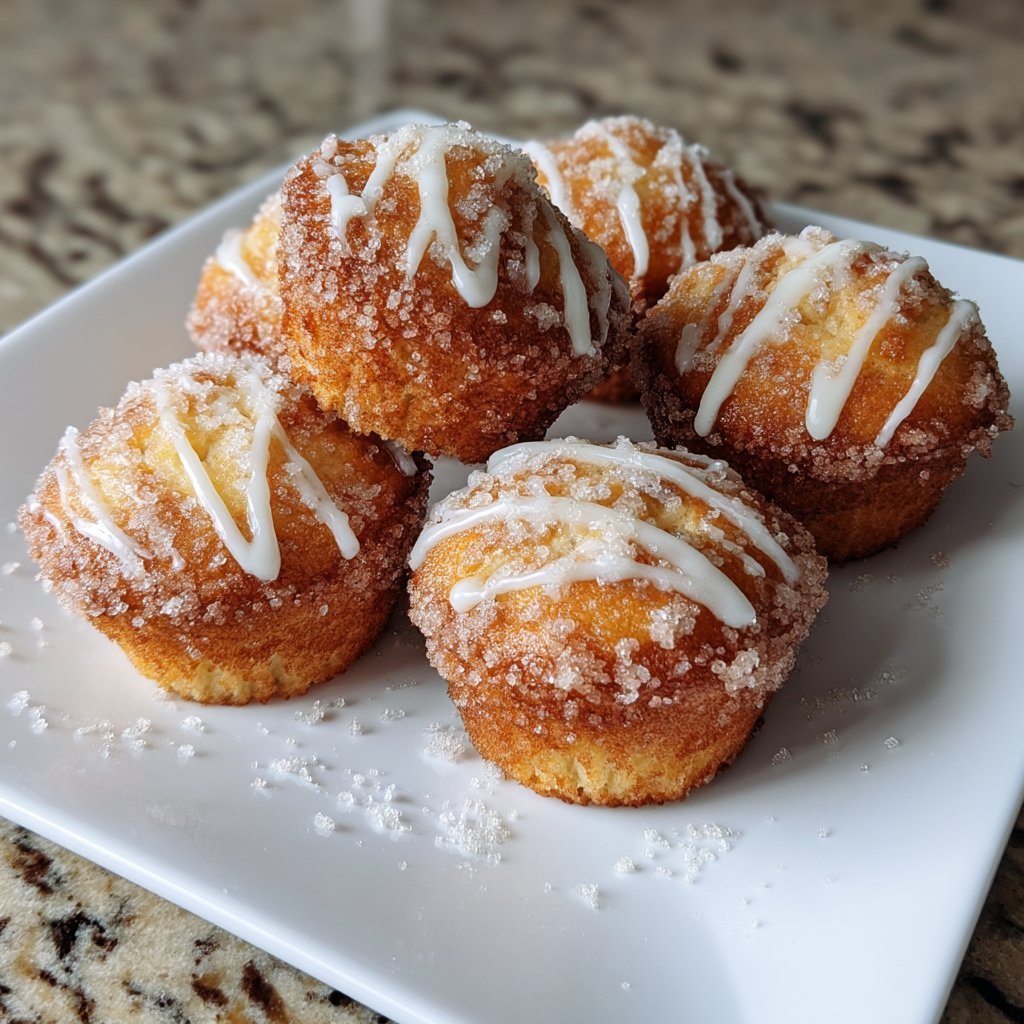 Lemon Sugar Donut Muffins with Vanilla Drizzle