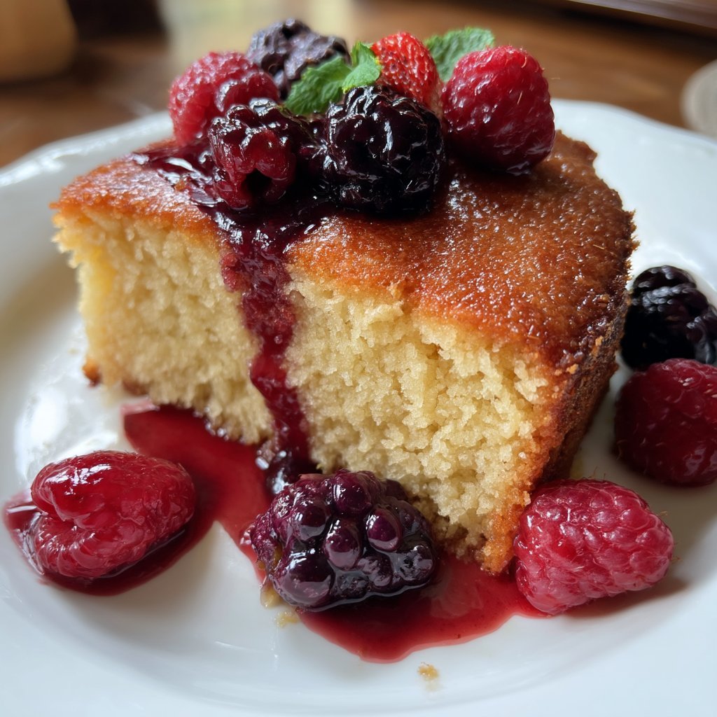 Almond Flour Snacking Cake with Berry Compote