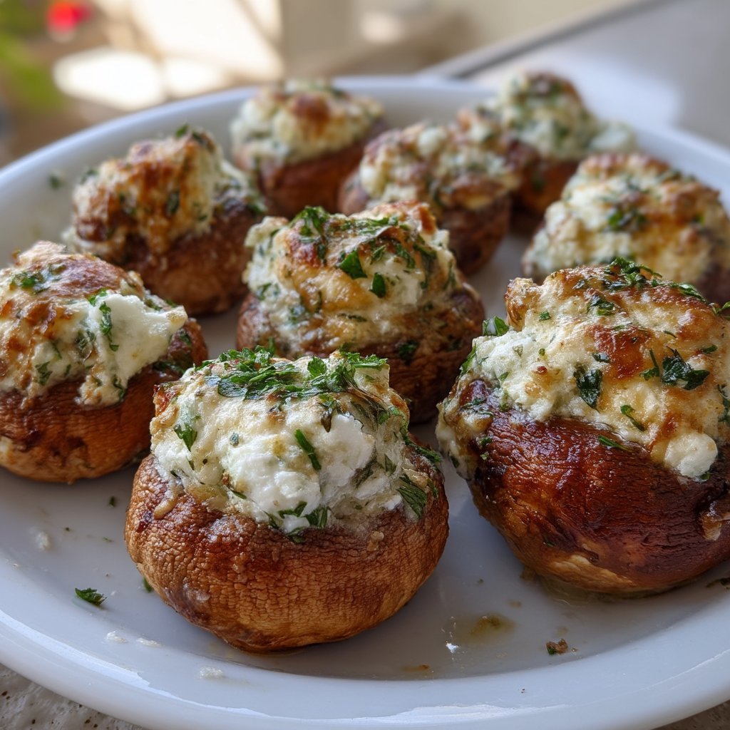 Herb Ricotta Stuffed Mushrooms