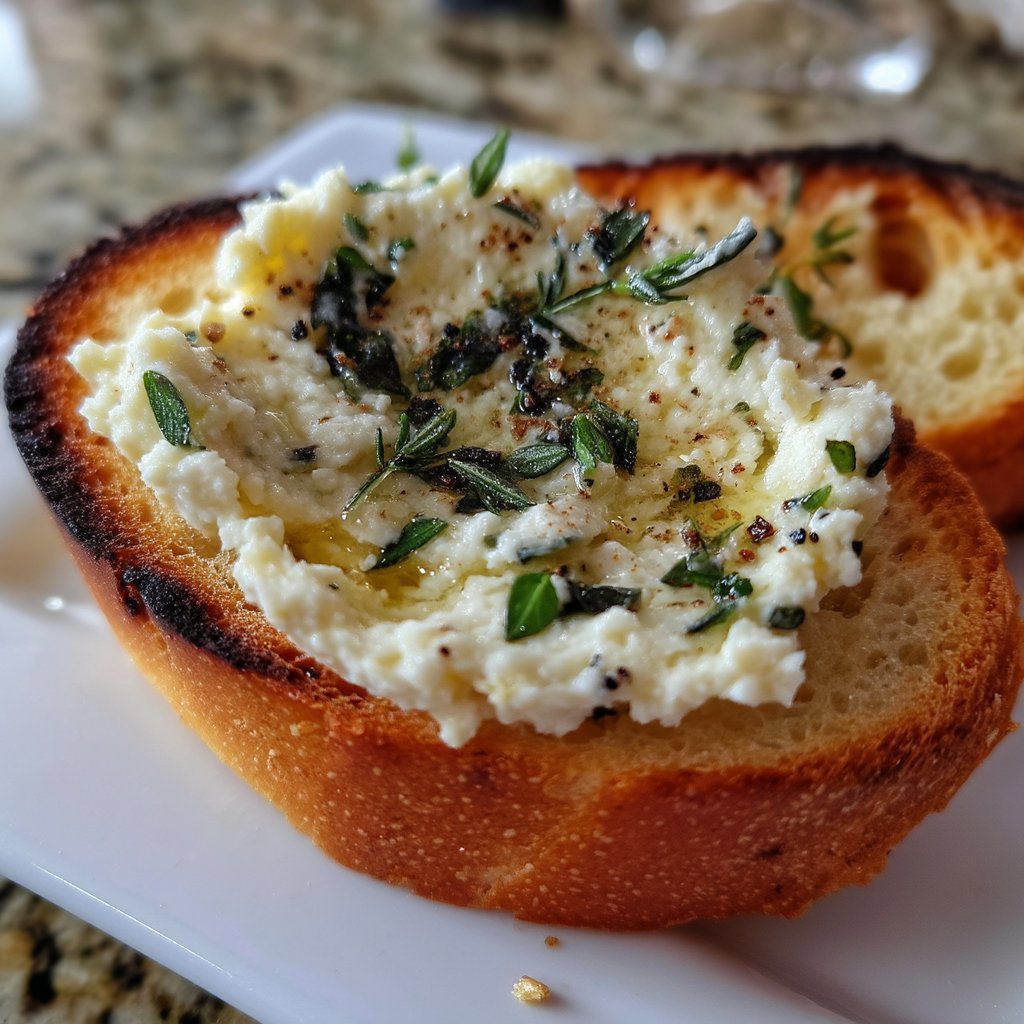 Roasted Garlic Ricotta Spread with Crostini
