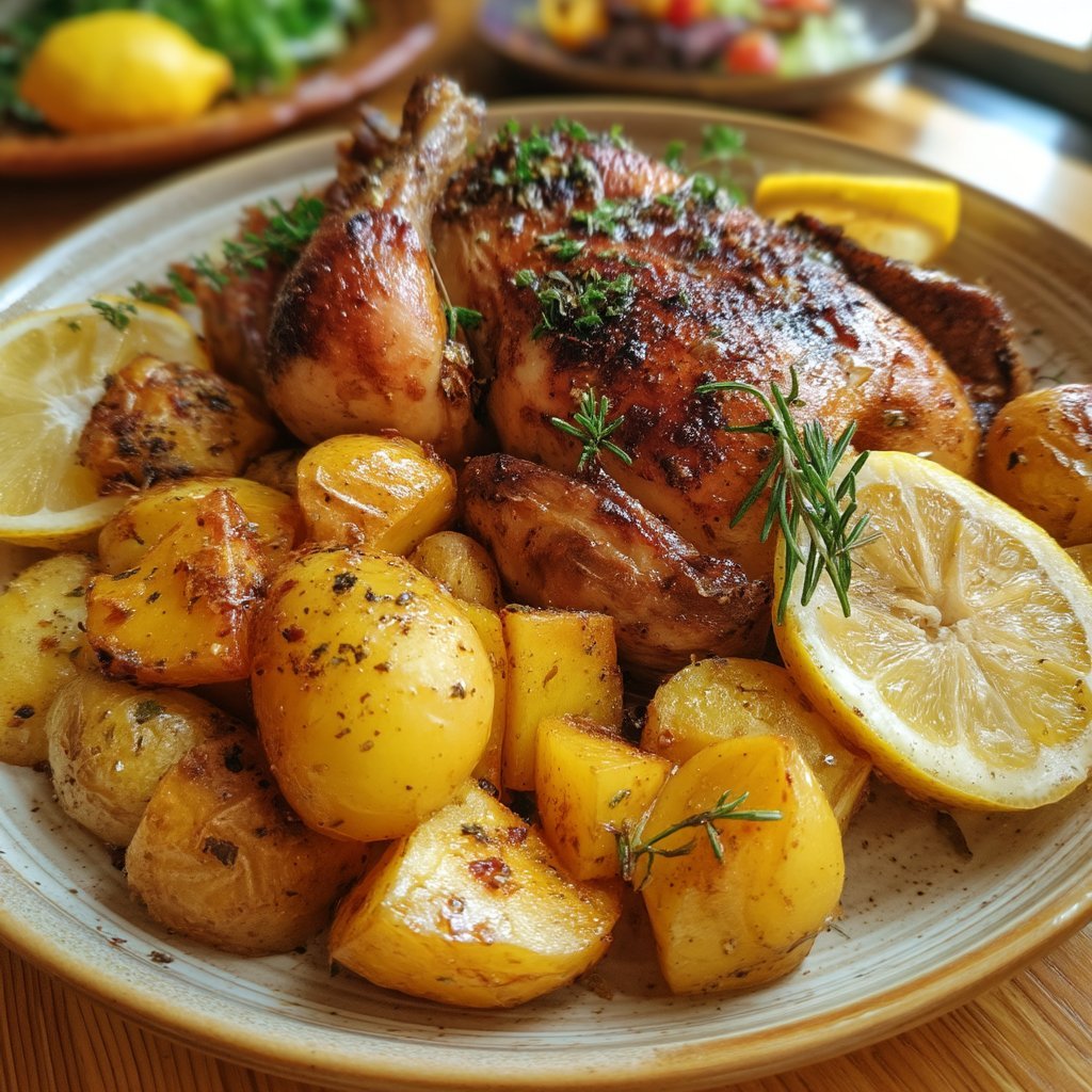 Lemon Herb Roasted Chicken with Potatoes
