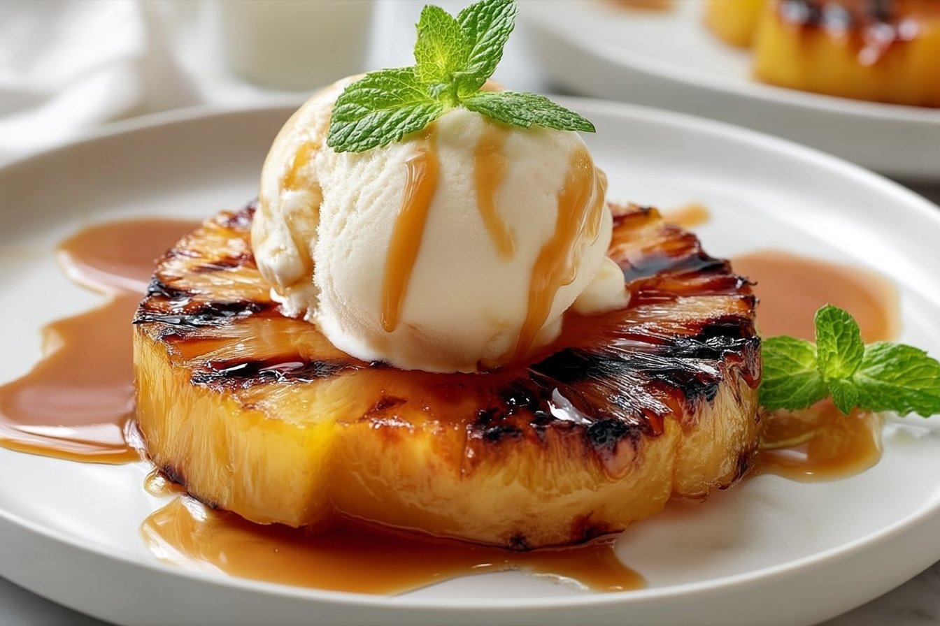 Grilled Pineapple with Vanilla Ice Cream