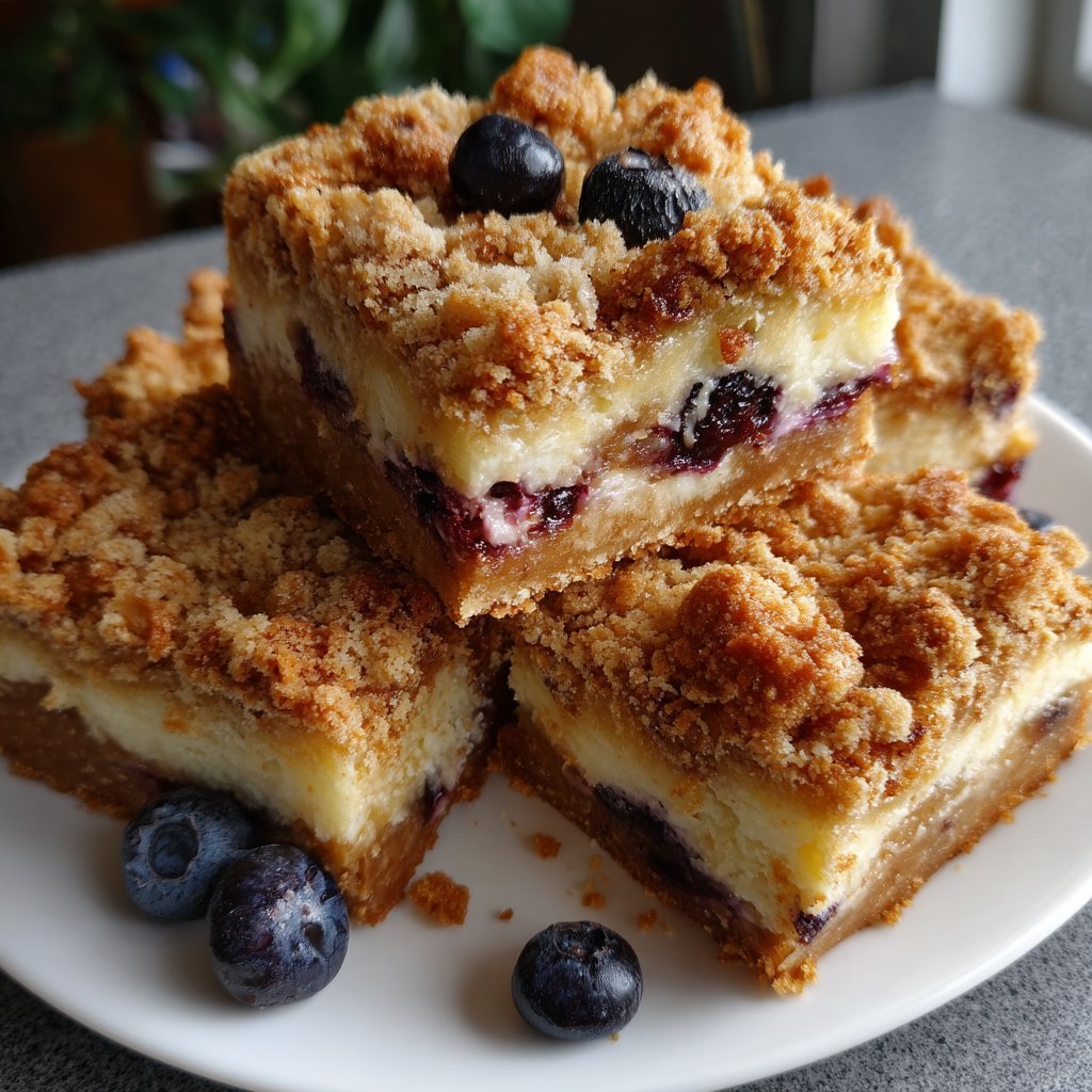 Blueberry Mascarpone Streusel Blondies