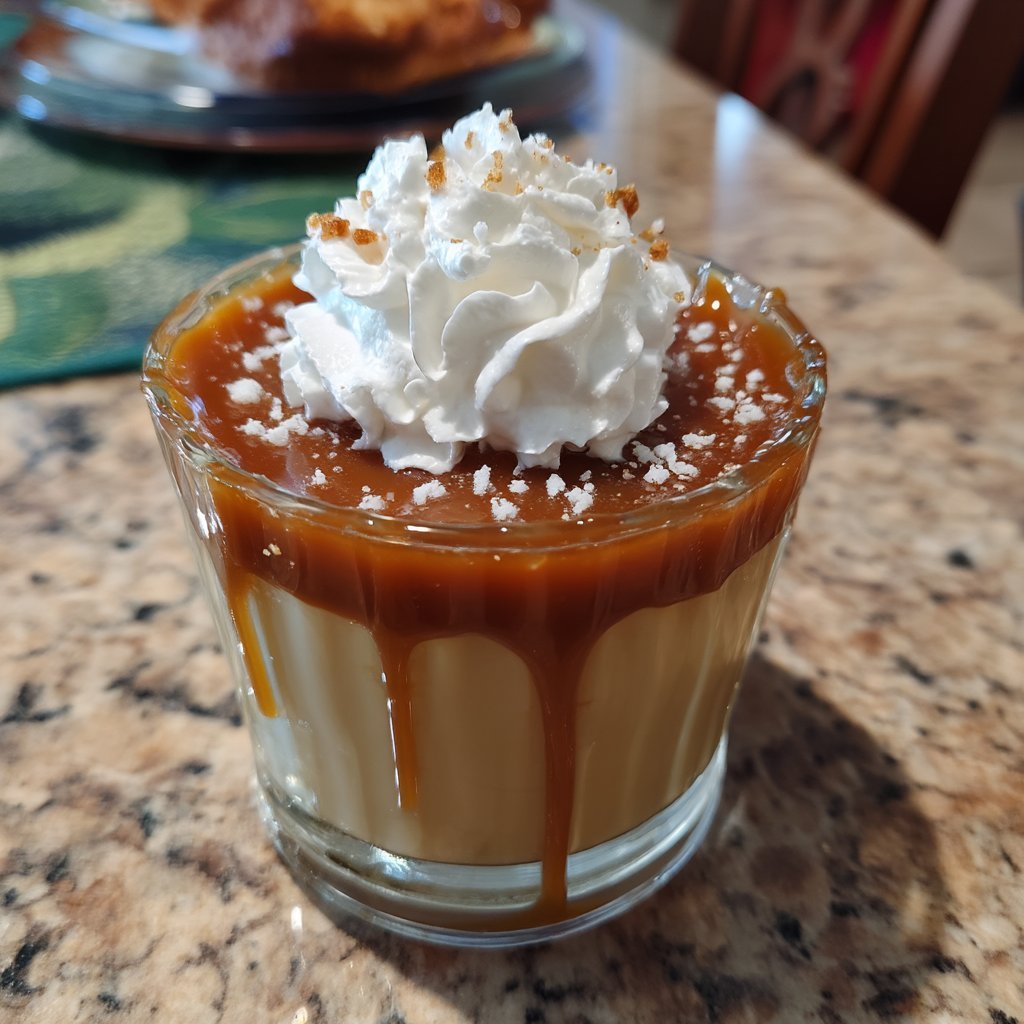 Salted Caramel Budino with Whipped Cream