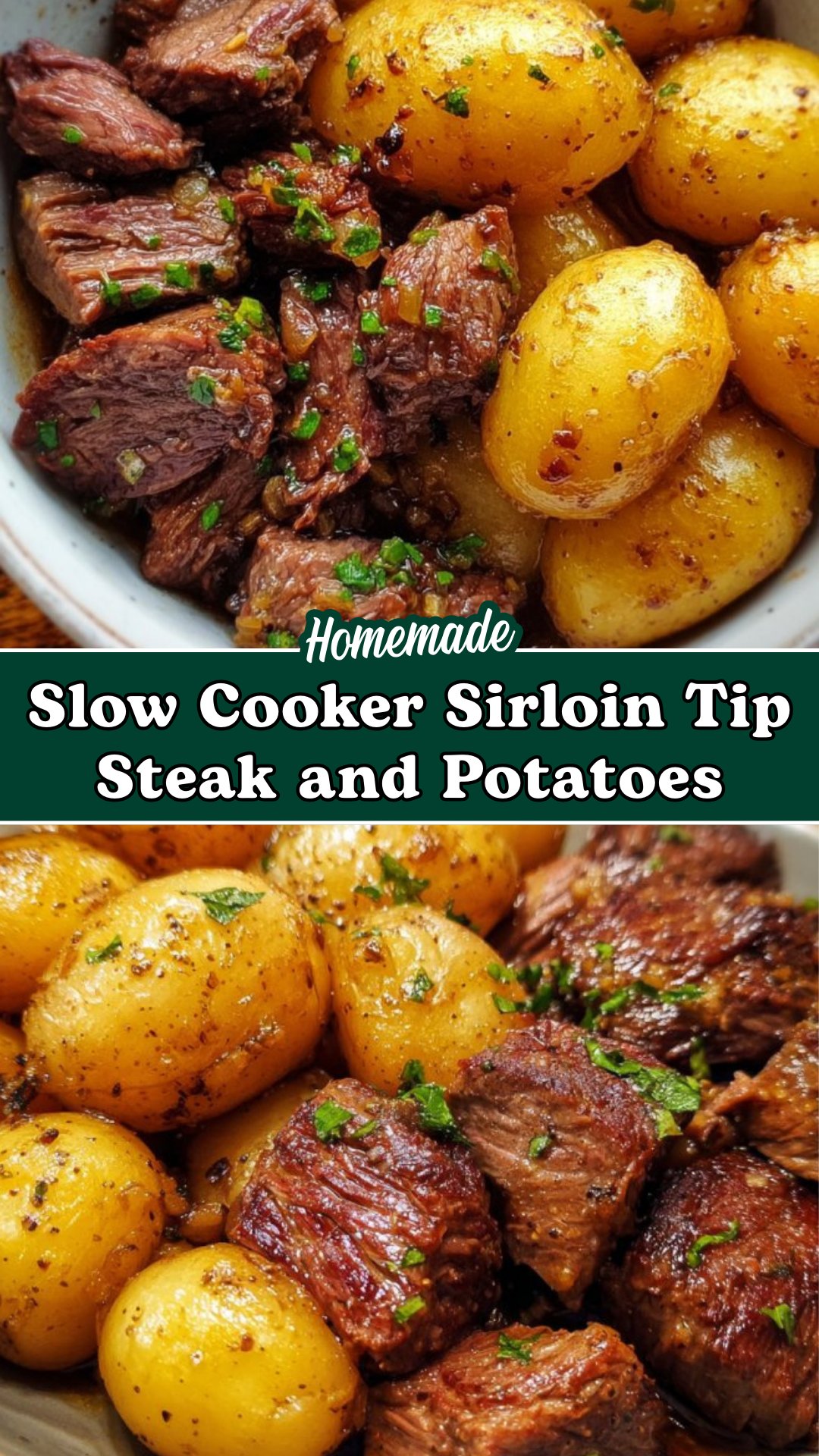 Slow Cooker Sirloin Tip Steak and Potatoes