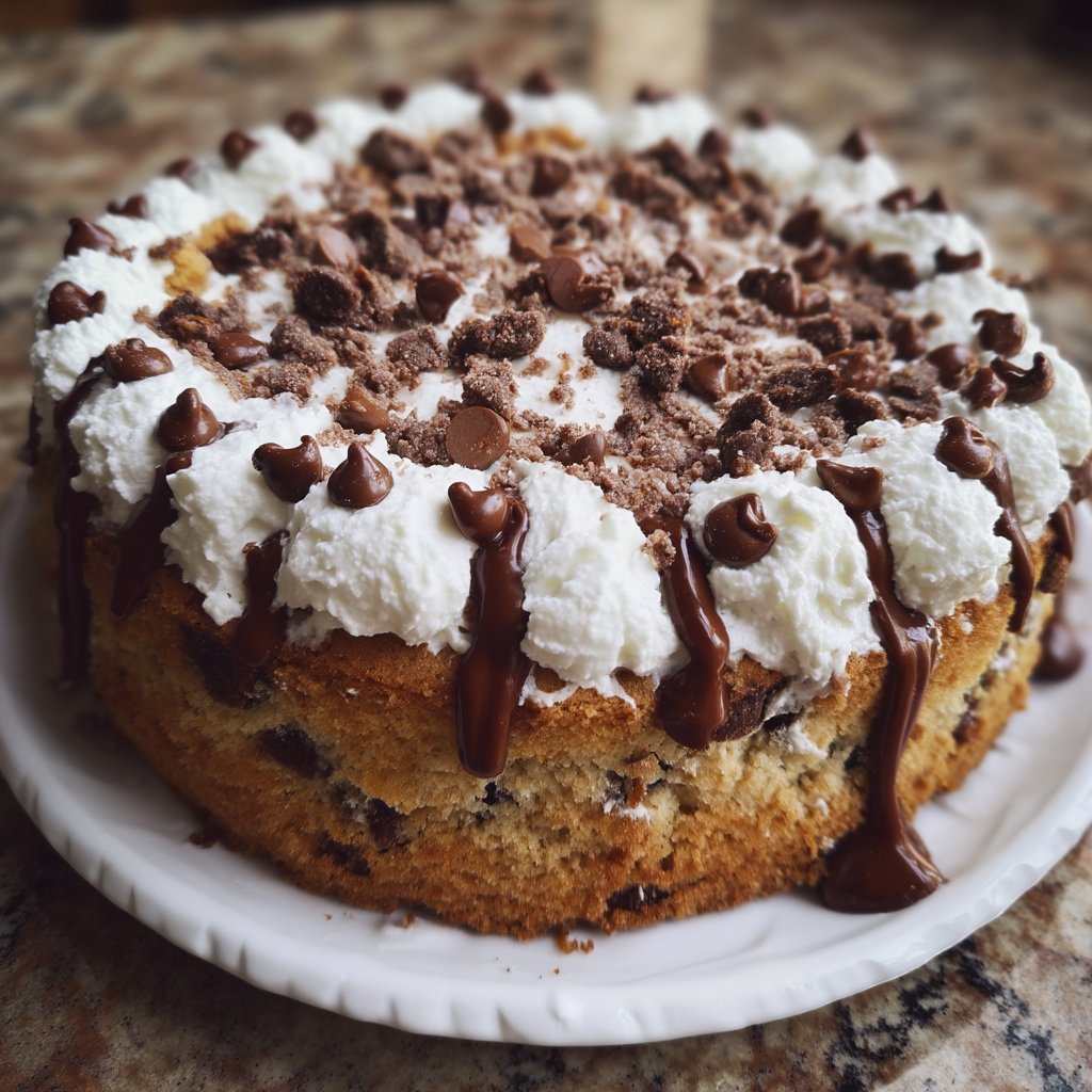Chocolate Chip Cookie Cake with Mascarpone Frosting