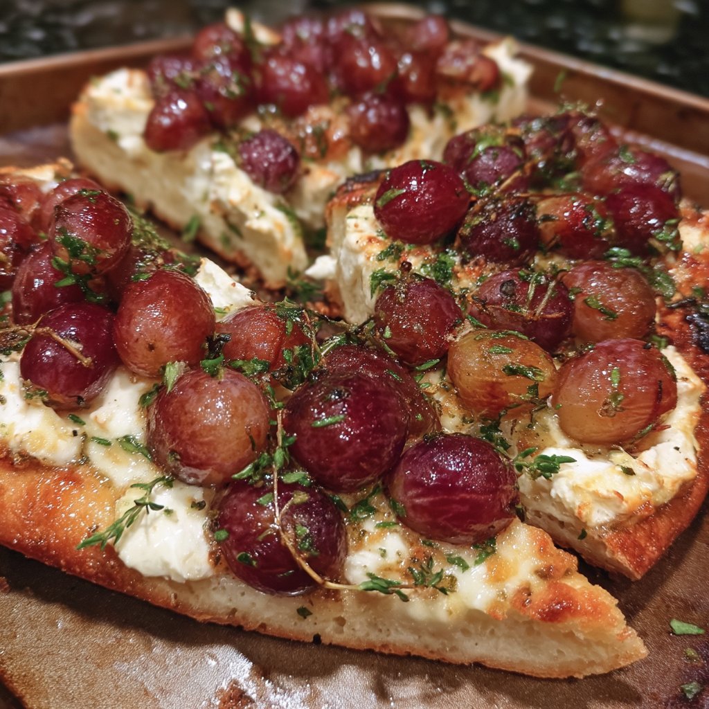 Ricotta Flatbread with Roasted Grapes and Thyme 3 Ricotta Flatbread with Roasted Grapes and Thyme