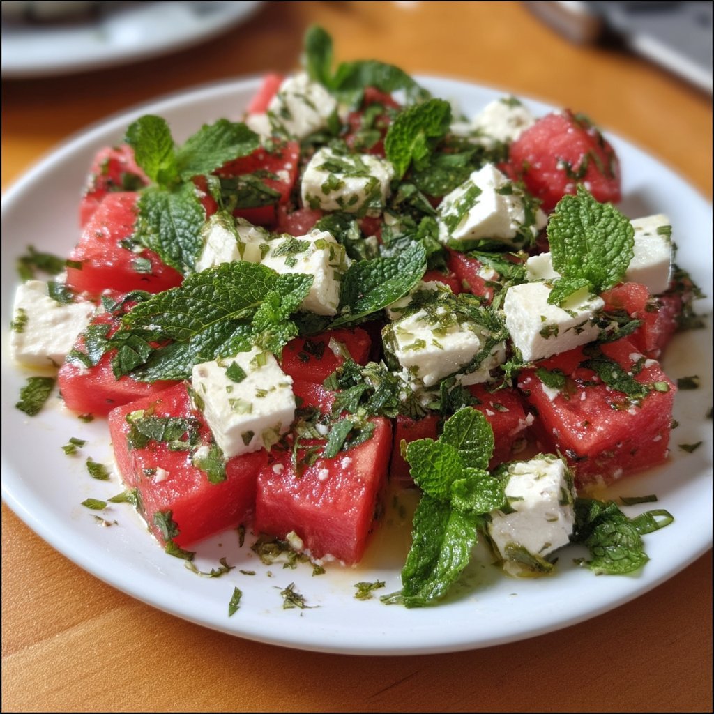 Watermelon & Feta Salad with Mint 2 Watermelon & Feta Salad with Mint