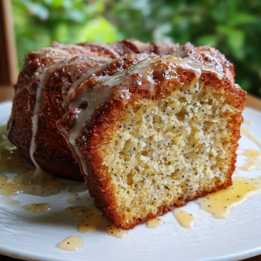 Lemon Poppy Seed Breakfast Cake with Honey Glaze