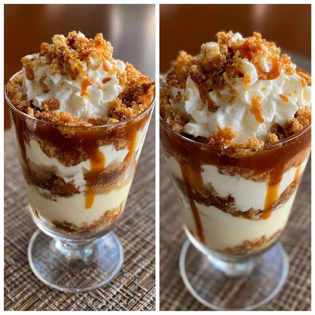 Caramel Latte Pudding Parfaits with Biscuit Crumbs