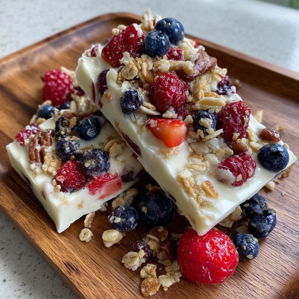 Frozen Yogurt Bark with Berries and Granola