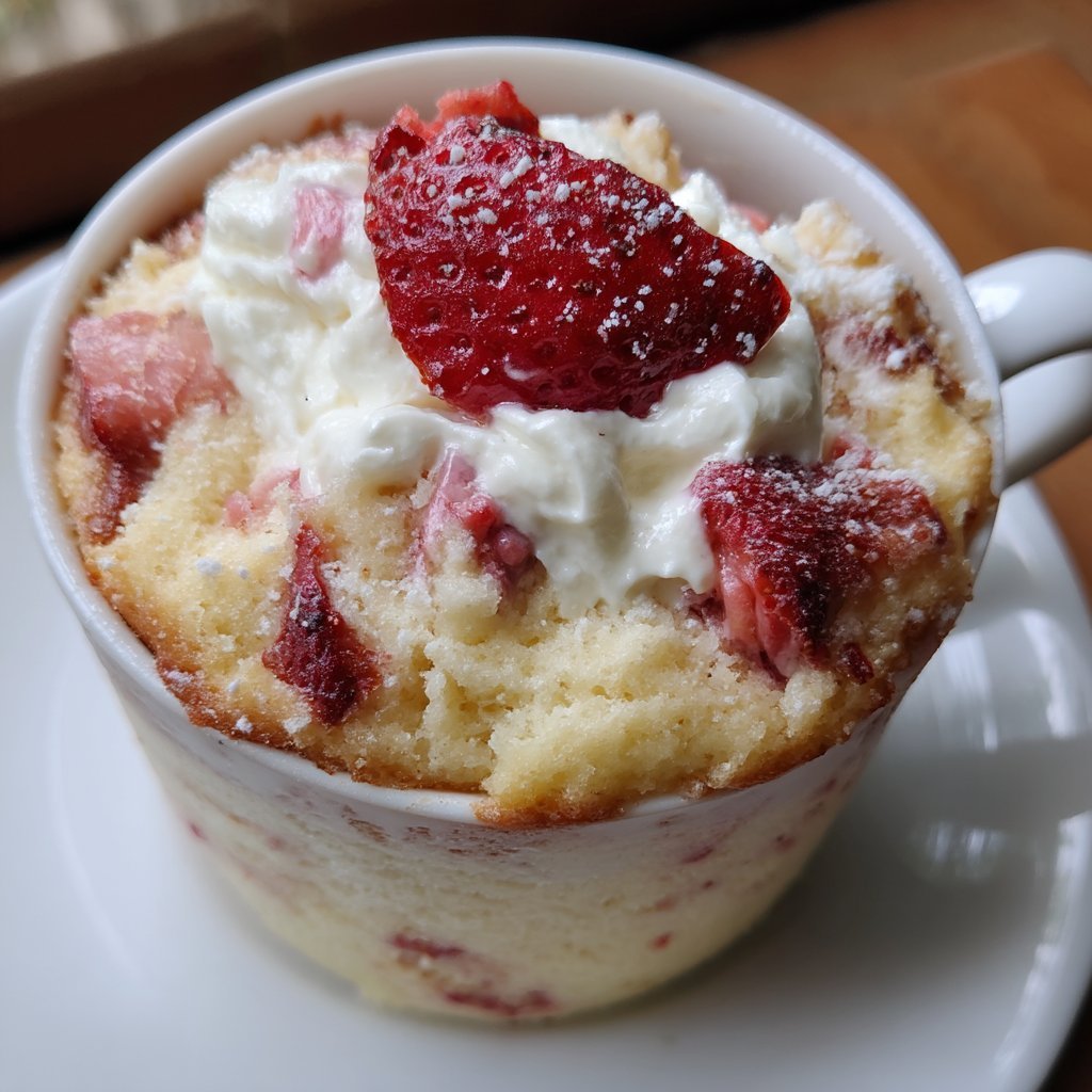Strawberry Mascarpone Mug Cake