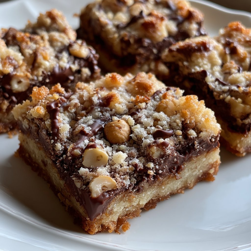 Chocolate Hazelnut Cookie Bars with Crunchy Topping
