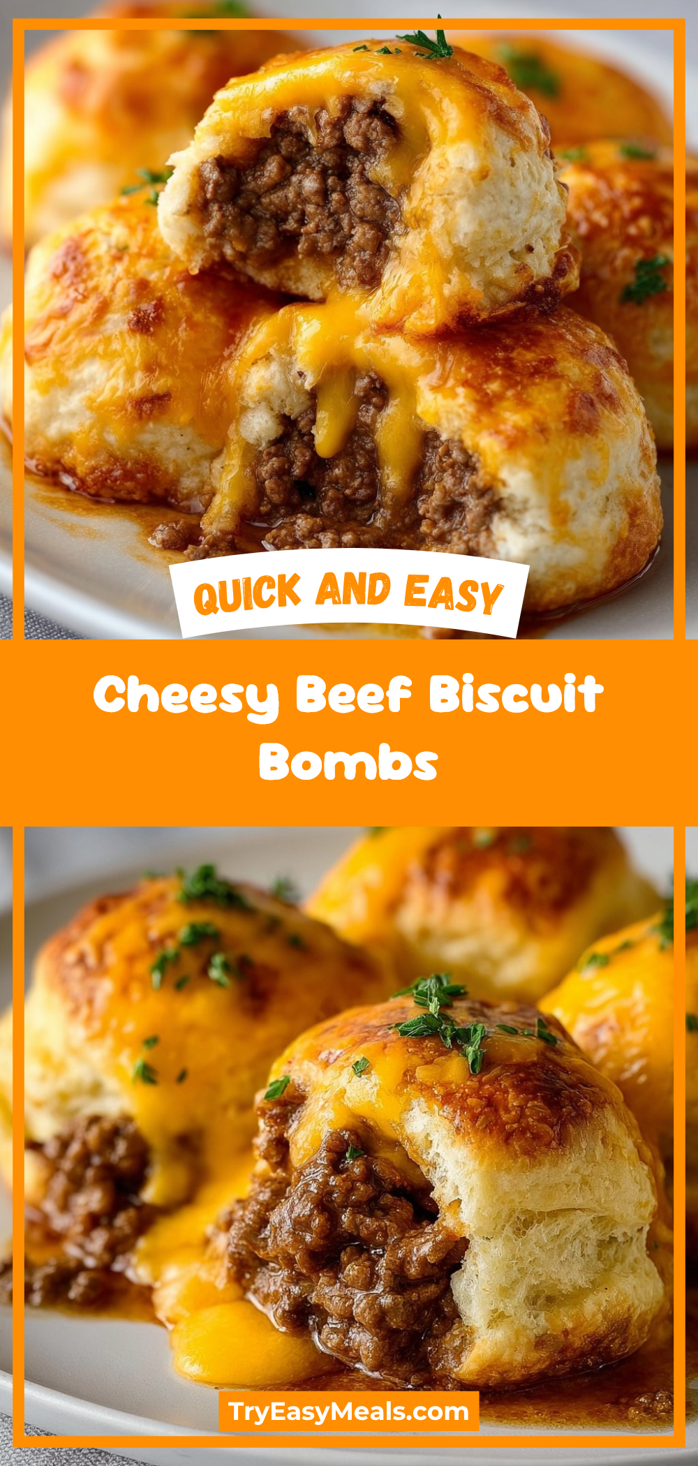 Cheesy Beef Biscuit Bombs