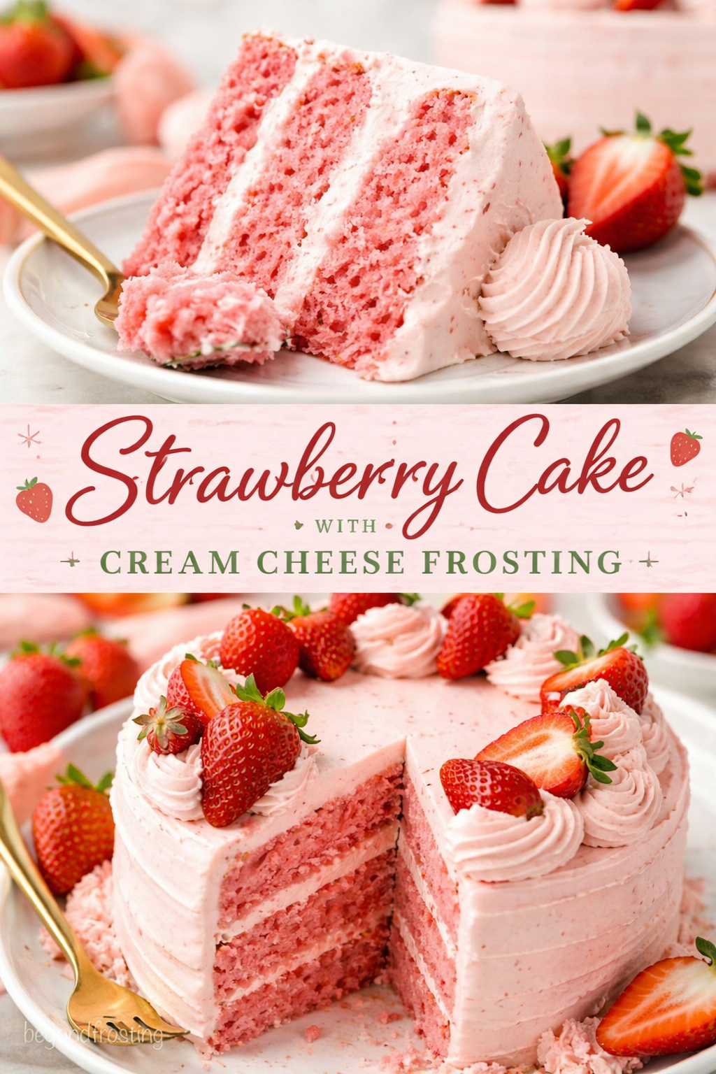 Strawberry Cake with Cream Cheese Frosting