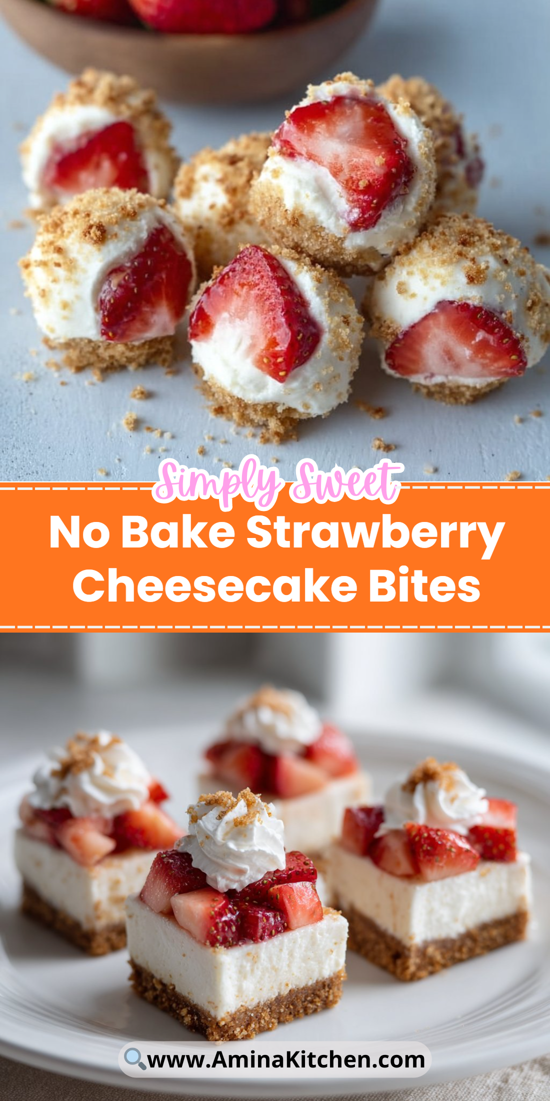 No Bake Strawberry Cheesecake Bites