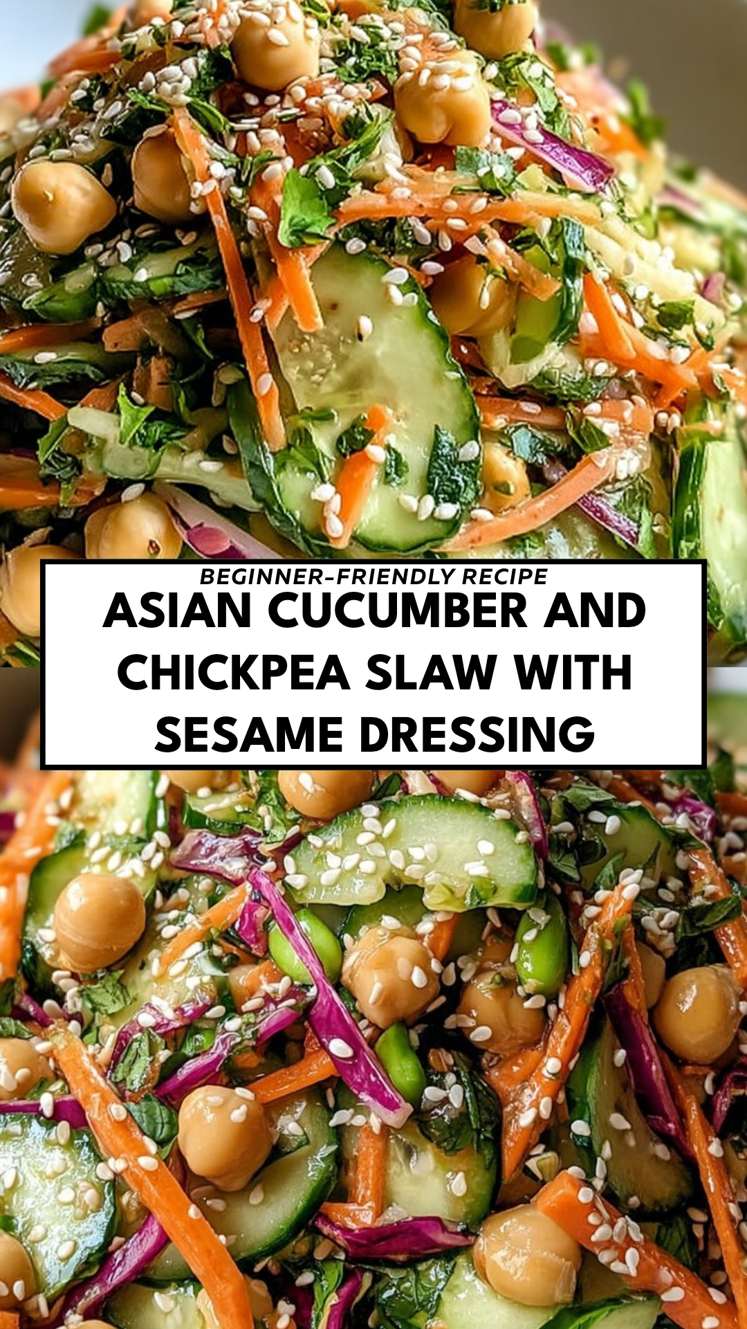 Asian Cucumber and Chickpea Slaw with Sesame Dressing