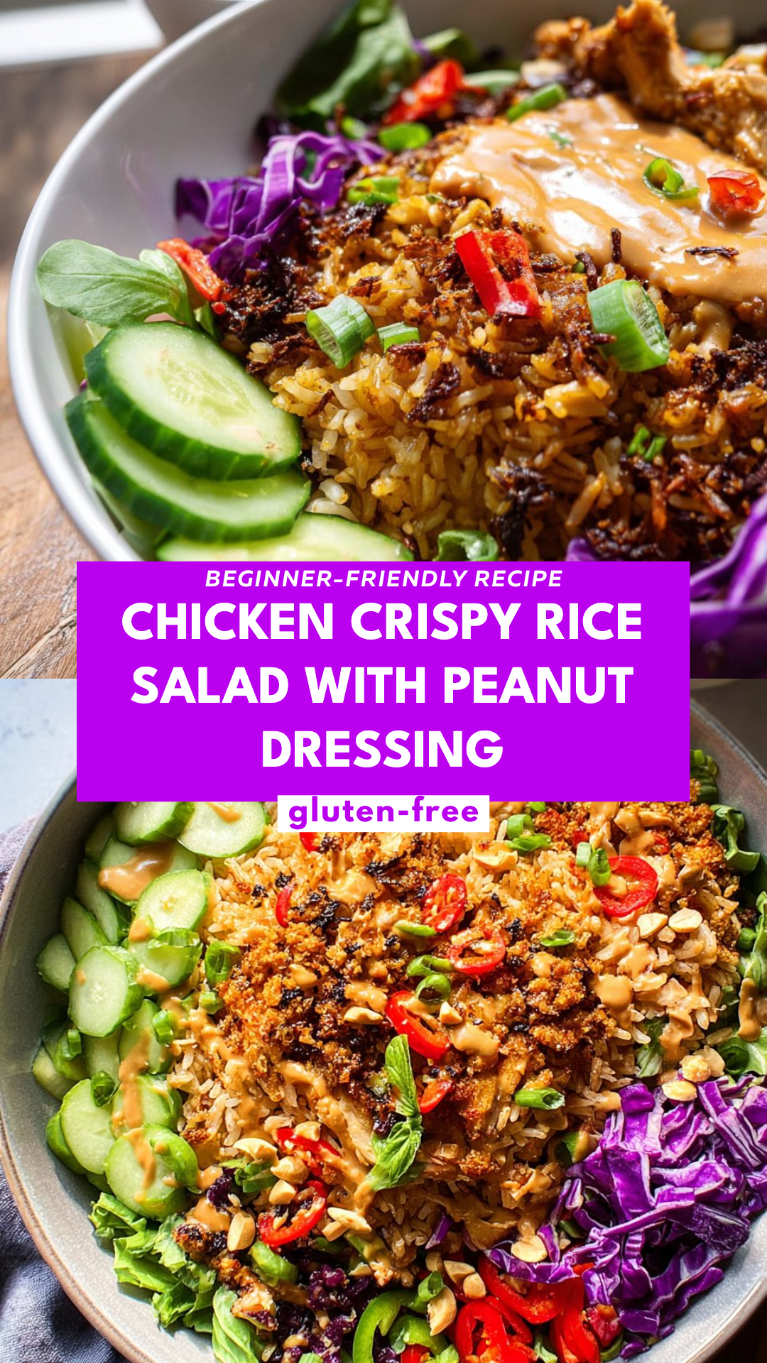 Chicken Crispy Rice Salad with Peanut Dressing