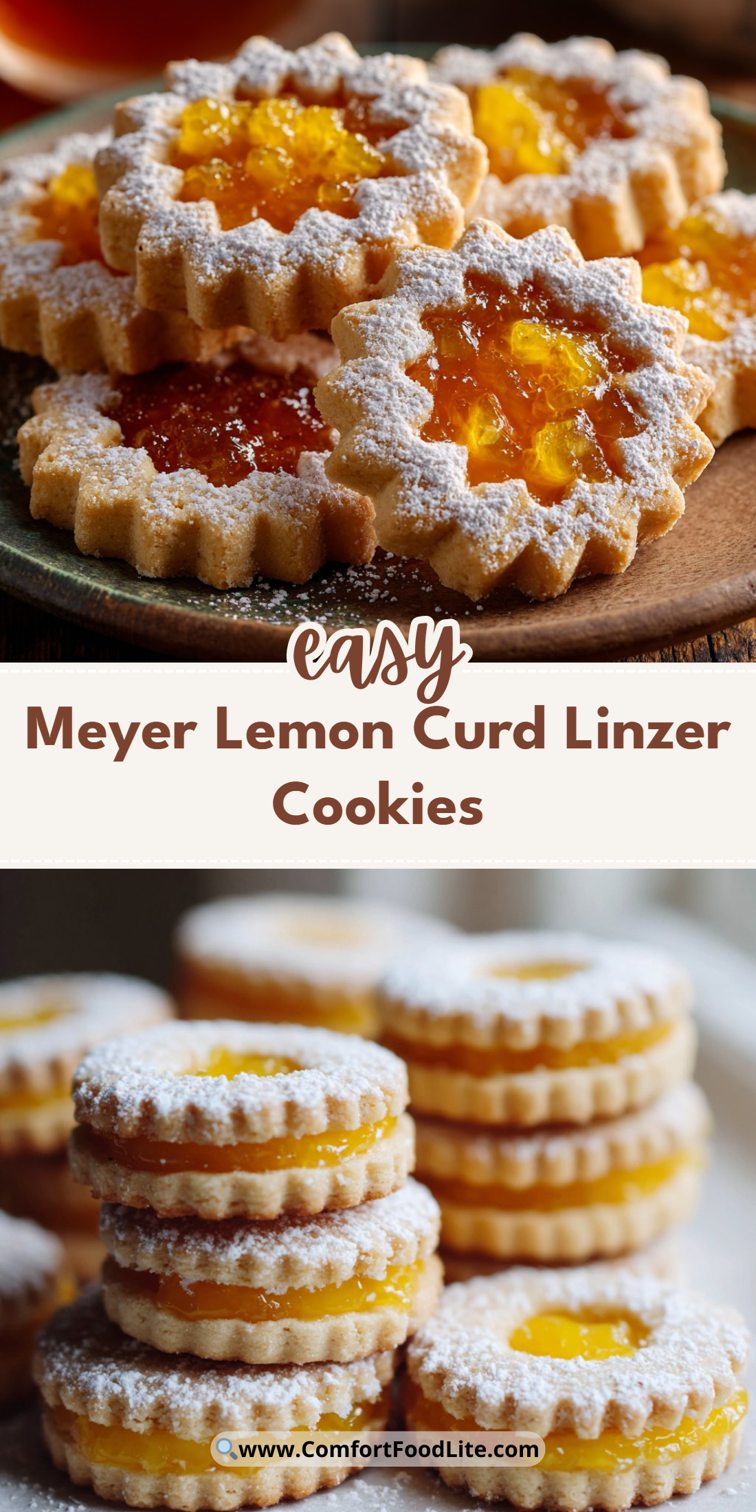 Meyer Lemon Curd Linzer Cookies
