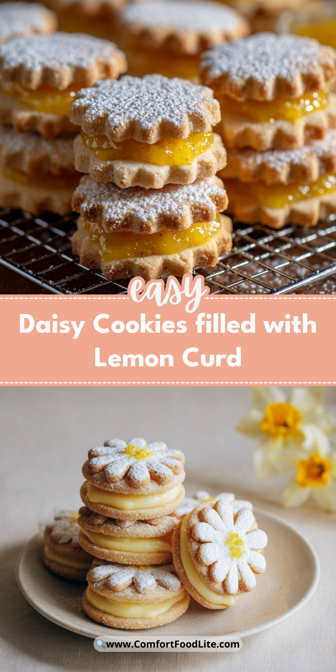 Daisy Cookies filled with Lemon Curd