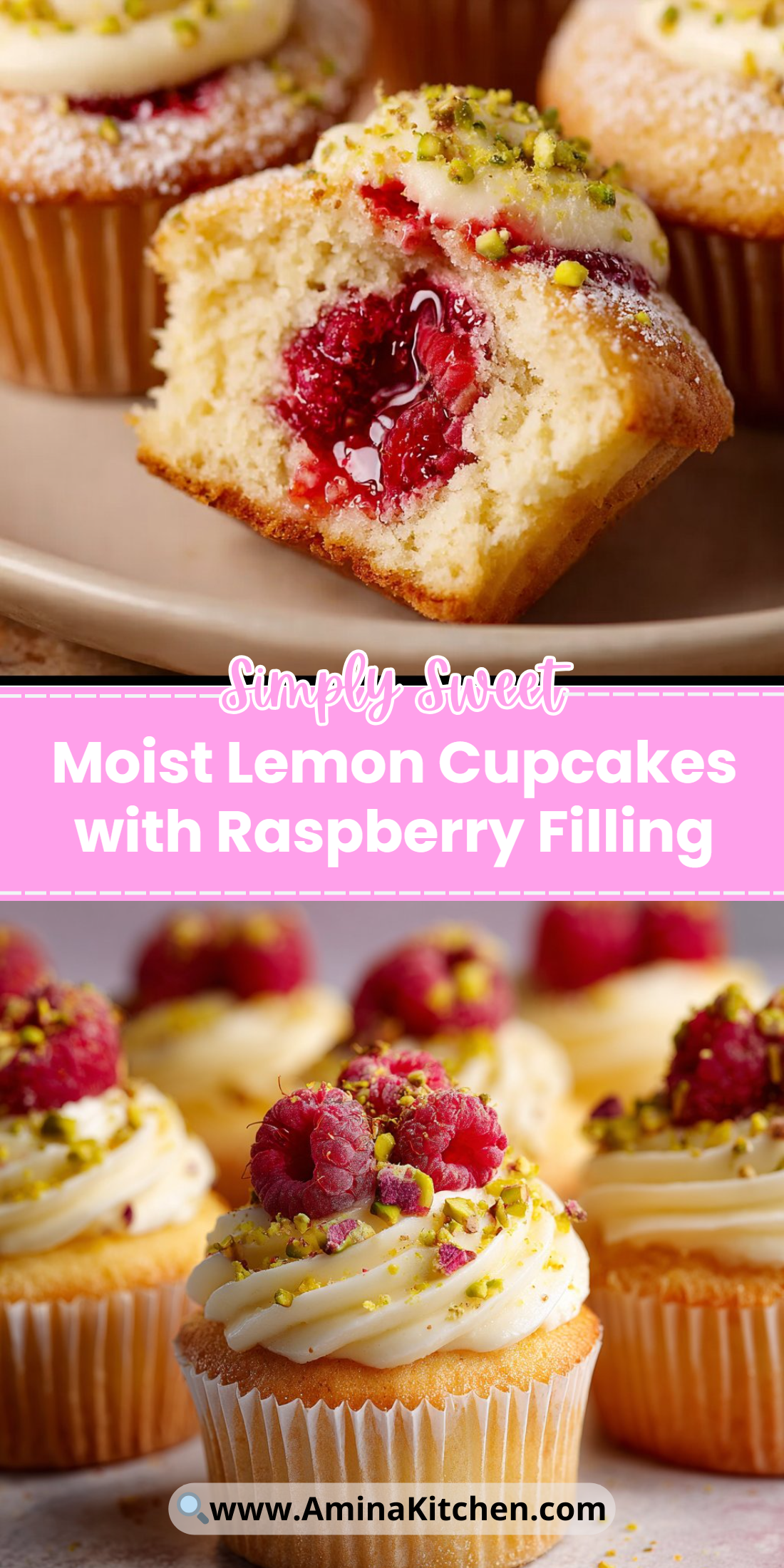 Moist Lemon Cupcakes with Raspberry Filling