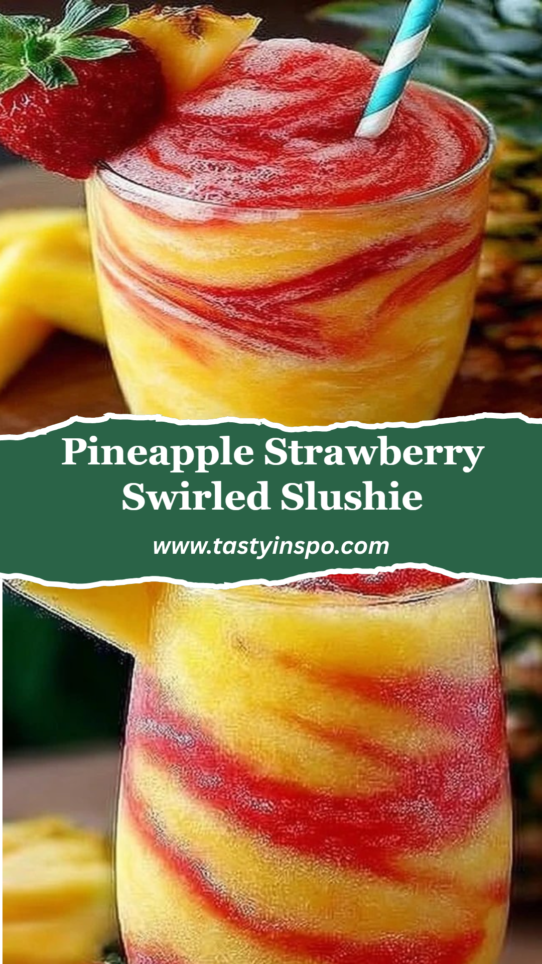Pineapple Strawberry Swirled Slushie