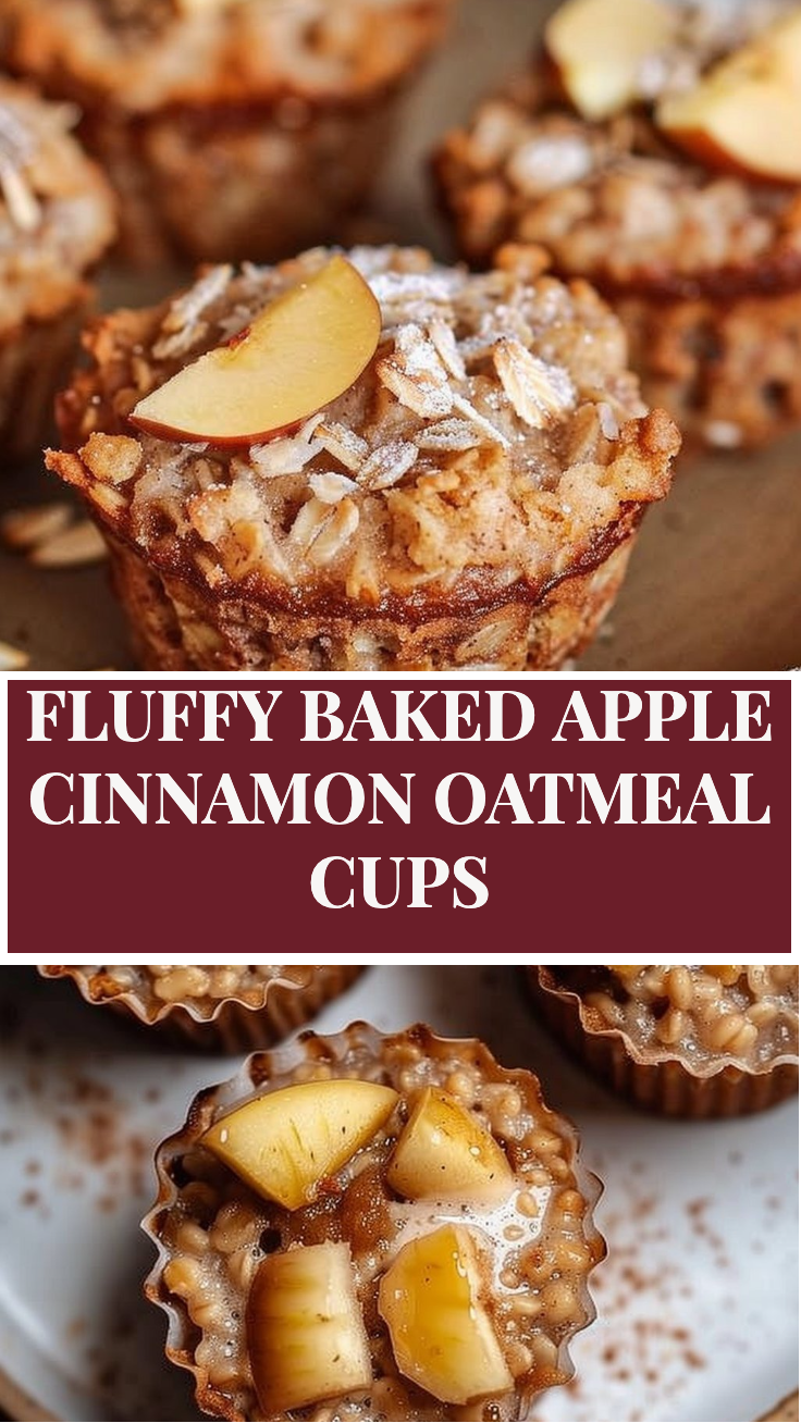 Fluffy Baked Apple Cinnamon Oatmeal Cups