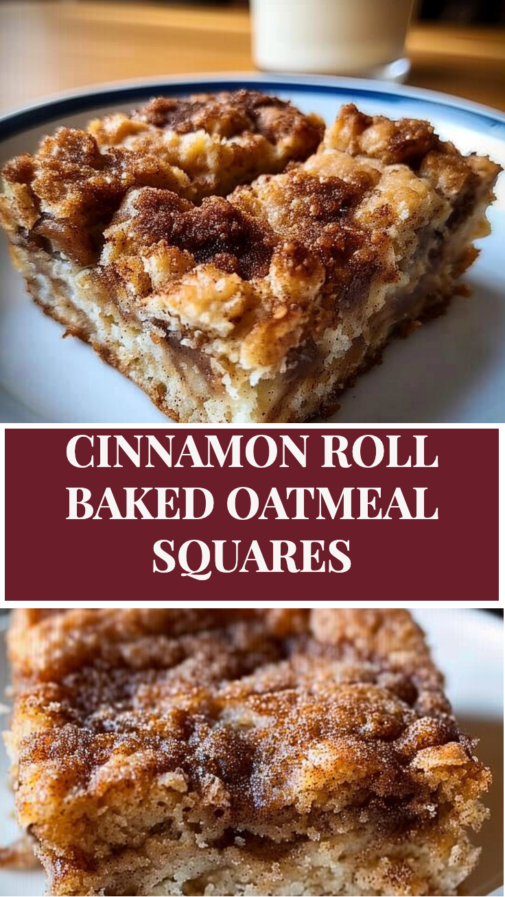 Cinnamon Roll Baked Oatmeal Squares