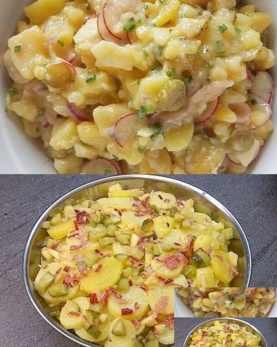 Schneller Kartoffelsalat mit 2 Zwiebeln