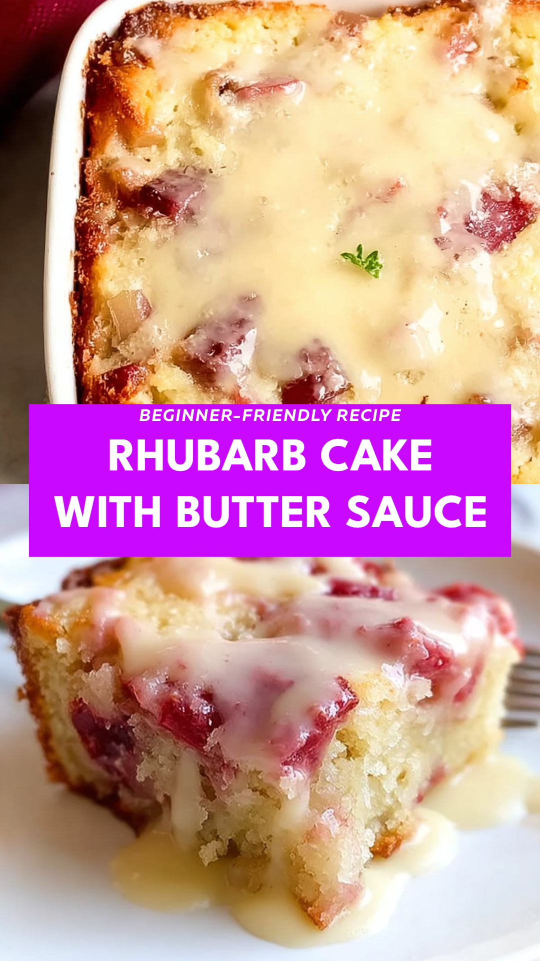 Rhubarb Cake with Butter Sauce