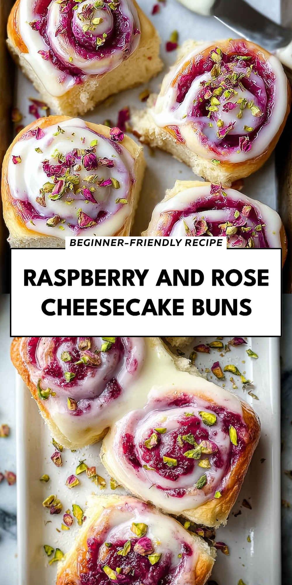 Raspberry and Rose Cheesecake Buns