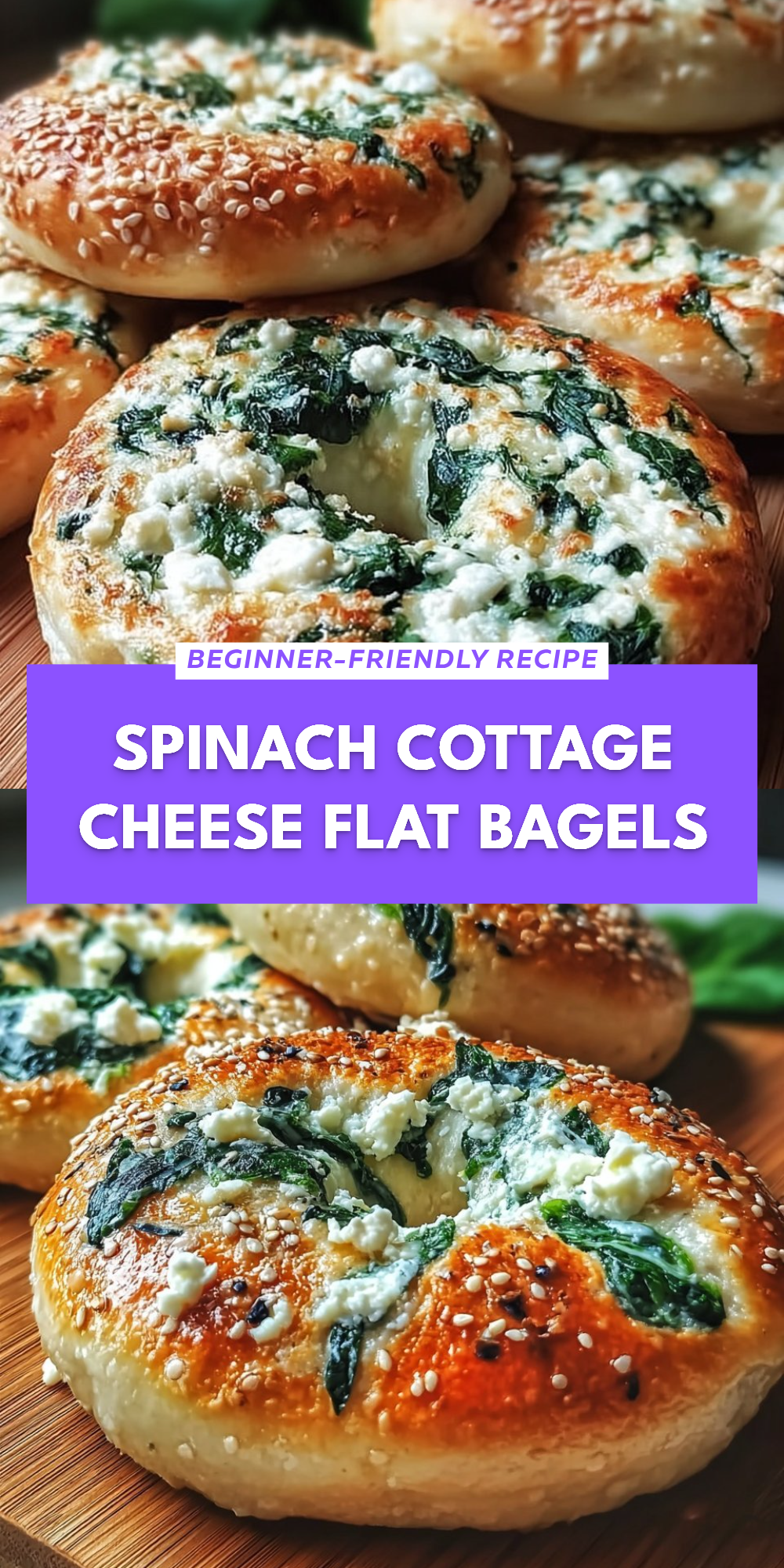 Spinach Cottage Cheese Flat Bagels