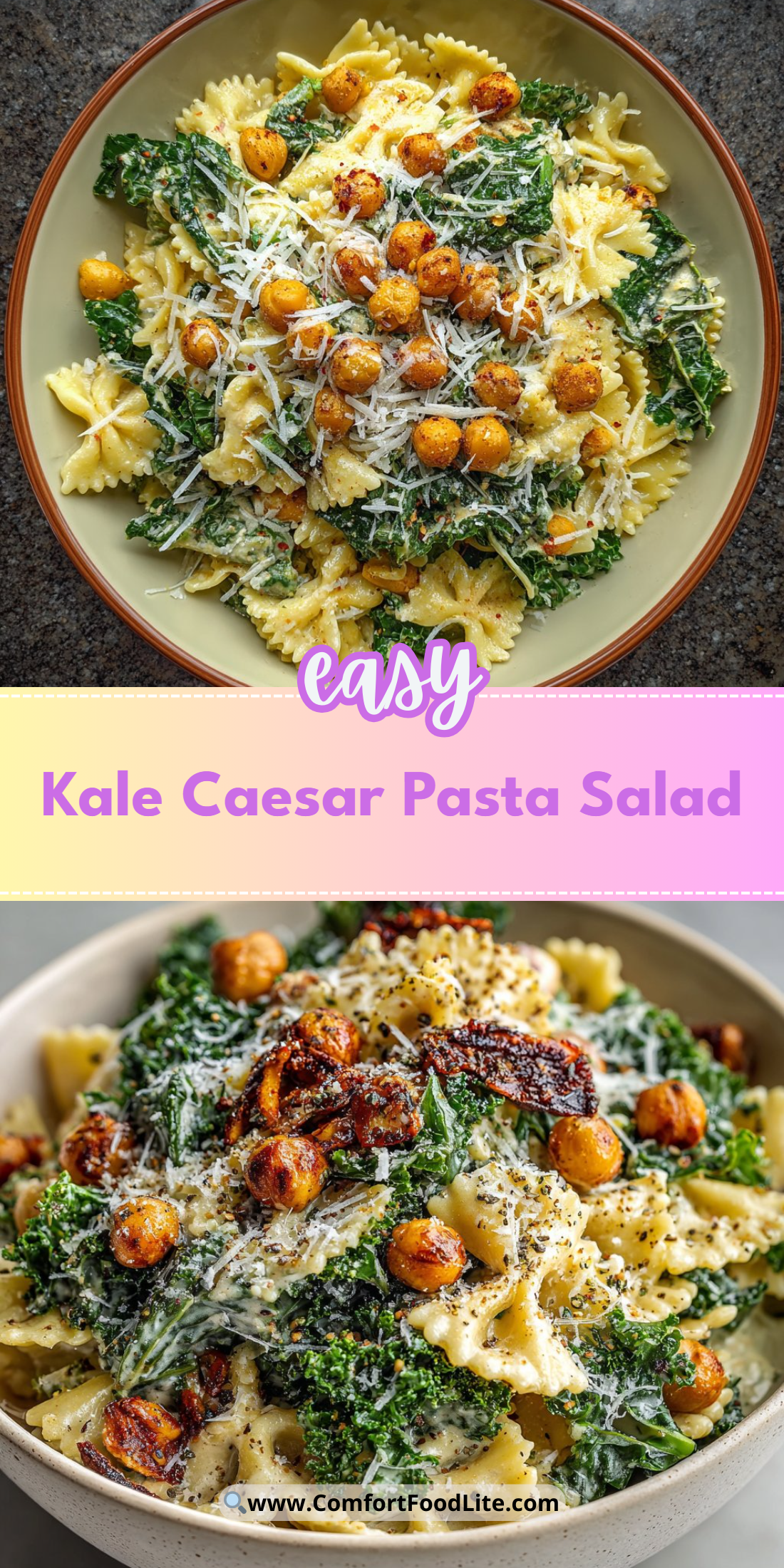 Kale Caesar Pasta Salad