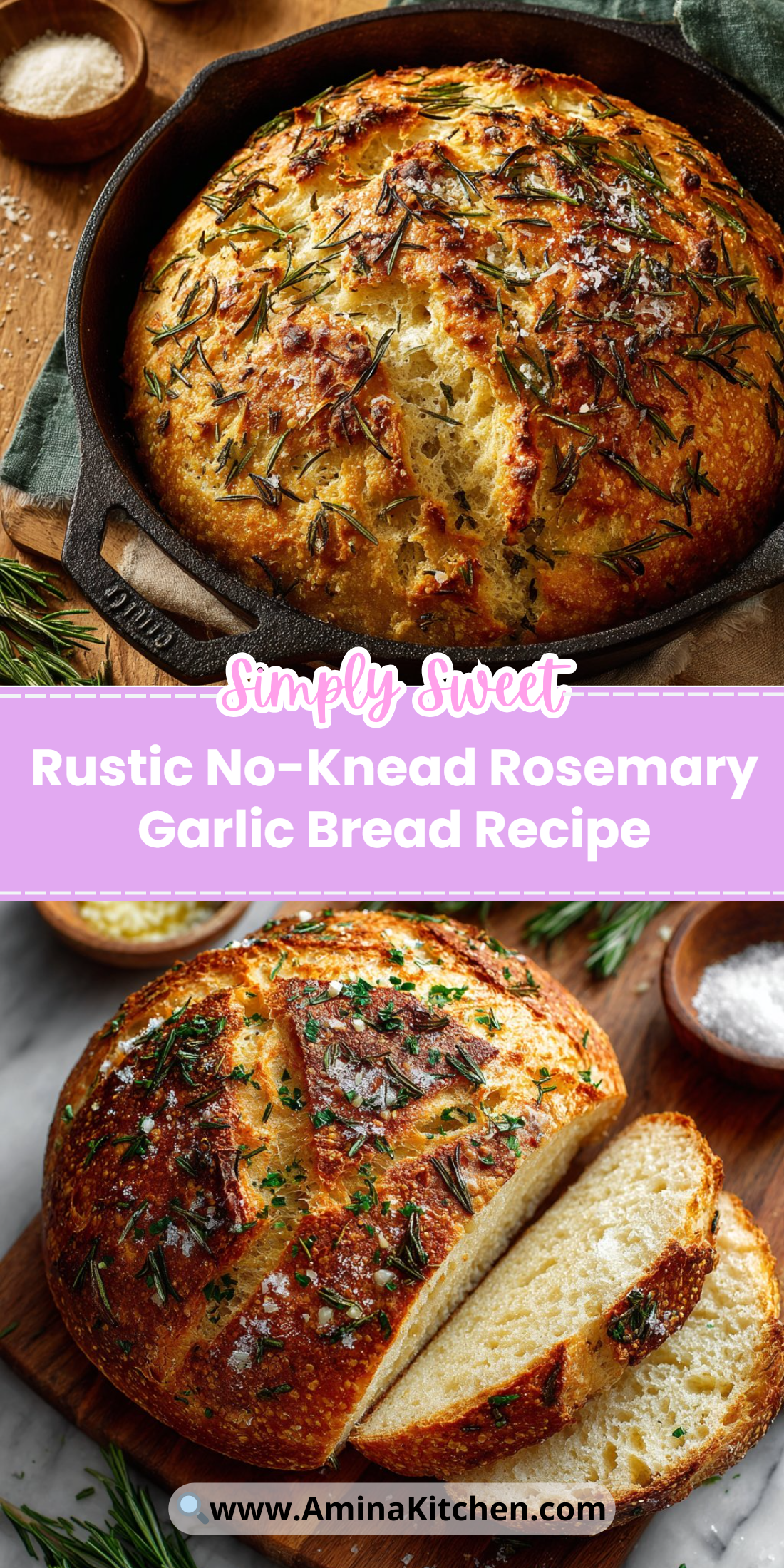 Rustic No-Knead Rosemary Garlic Bread Recipe
