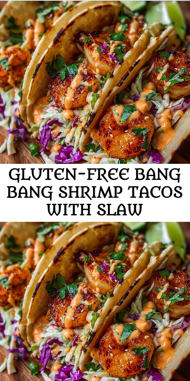 Gluten-Free Bang Bang Shrimp Tacos with Slaw