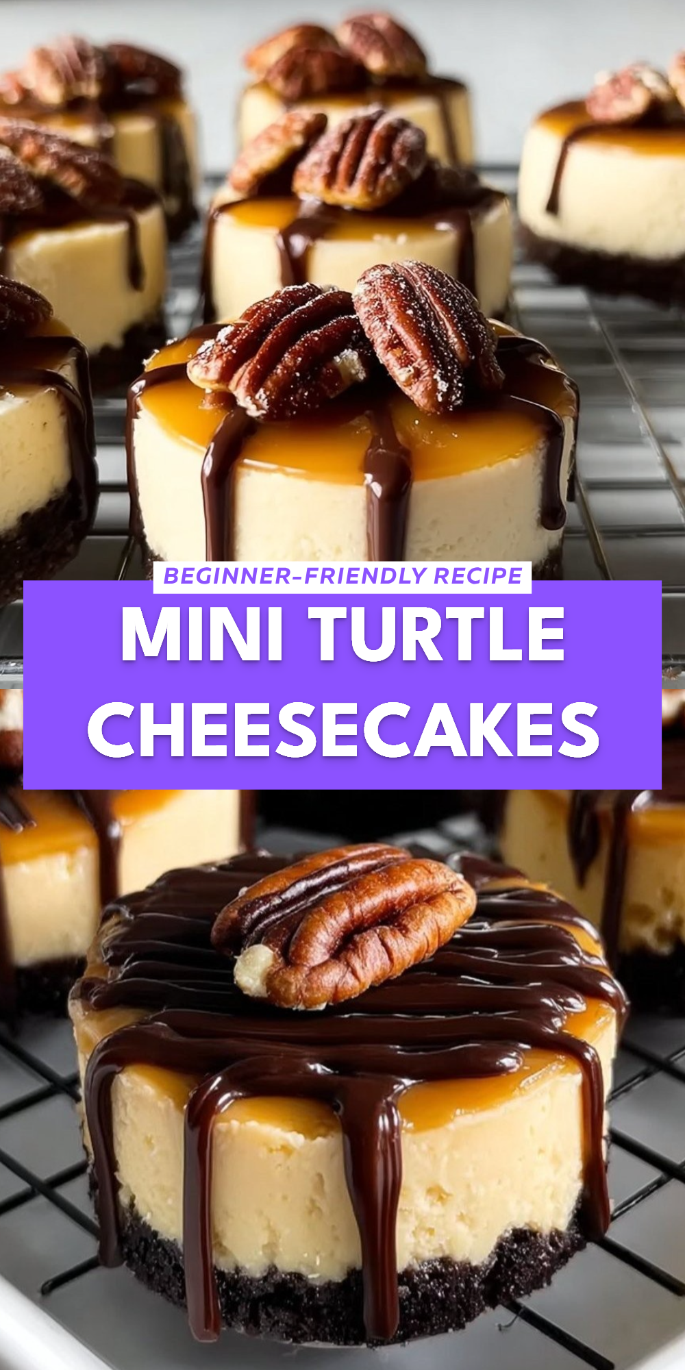 Mini Turtle Cheesecakes