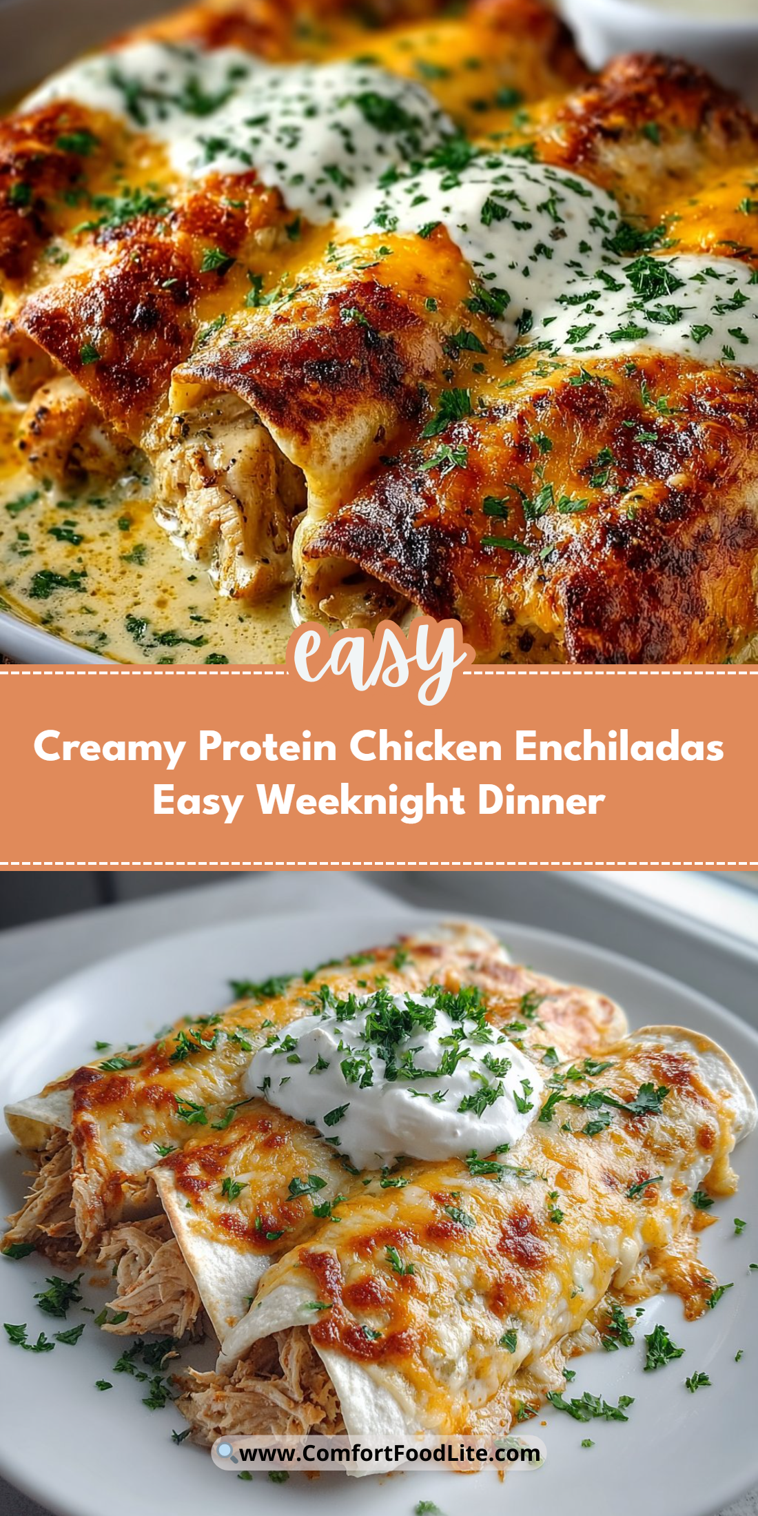 Creamy Protein Chicken Enchiladas Easy Weeknight Dinner