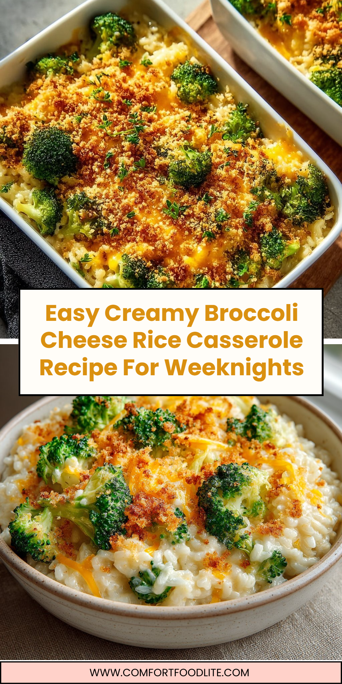 Easy Creamy Broccoli Cheese Rice Casserole Recipe For Weeknights