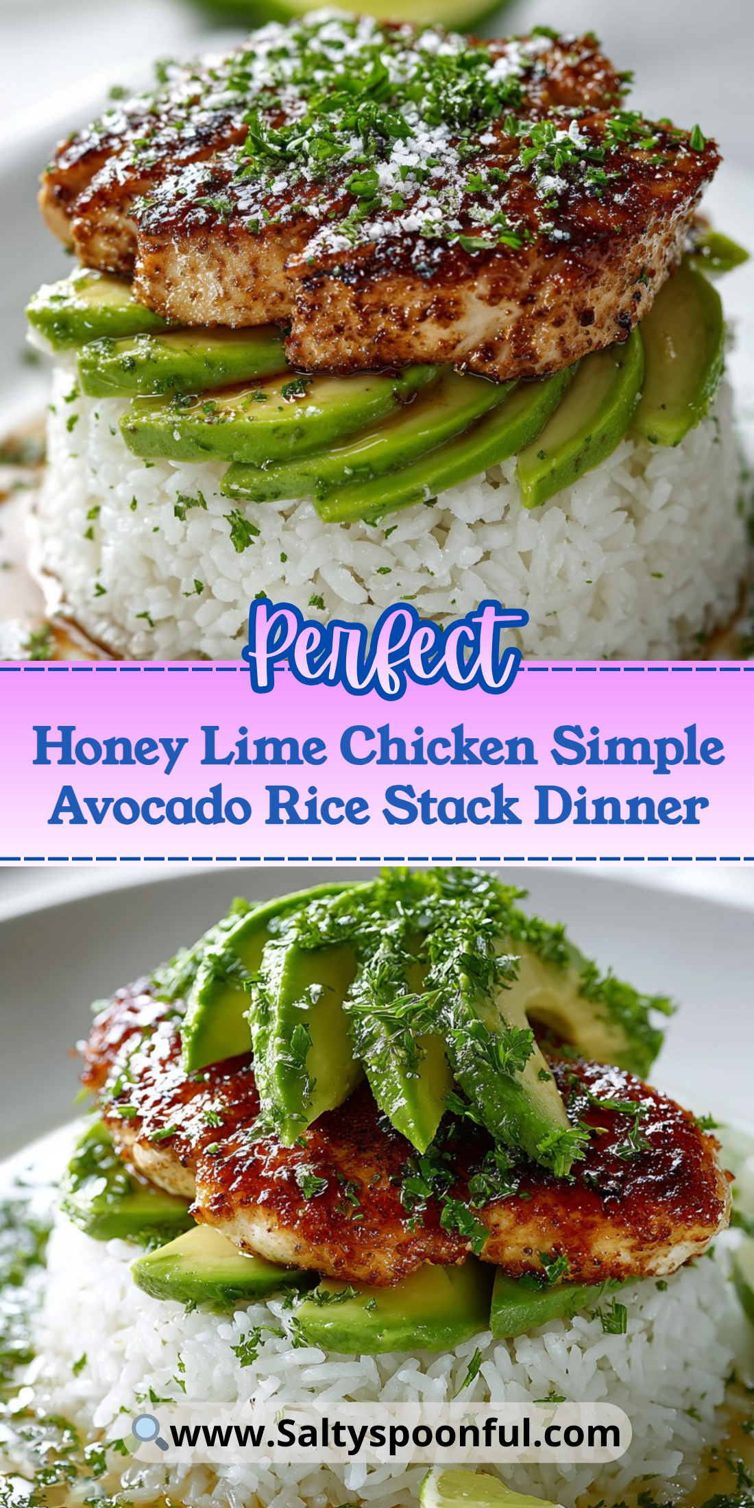 Honey Lime Chicken Simple Avocado Rice Stack Dinner