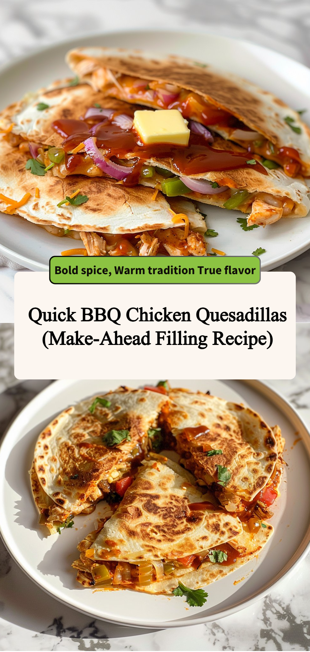 Quick BBQ Chicken Quesadillas (Make-Ahead Filling Recipe) 2 Quick BBQ Chicken Quesadillas (Make-Ahead Filling Recipe)
