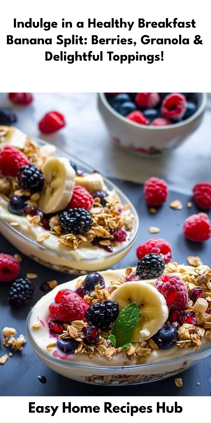 Healthy Banana Split Breakfast with Berries and Granola