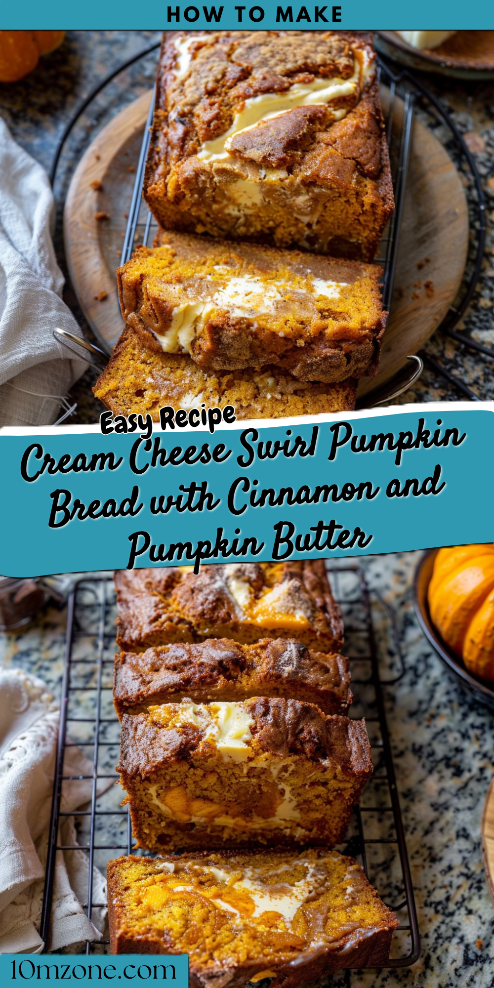 Cream Cheese Swirl Pumpkin Bread with Cinnamon and Pumpkin Butter