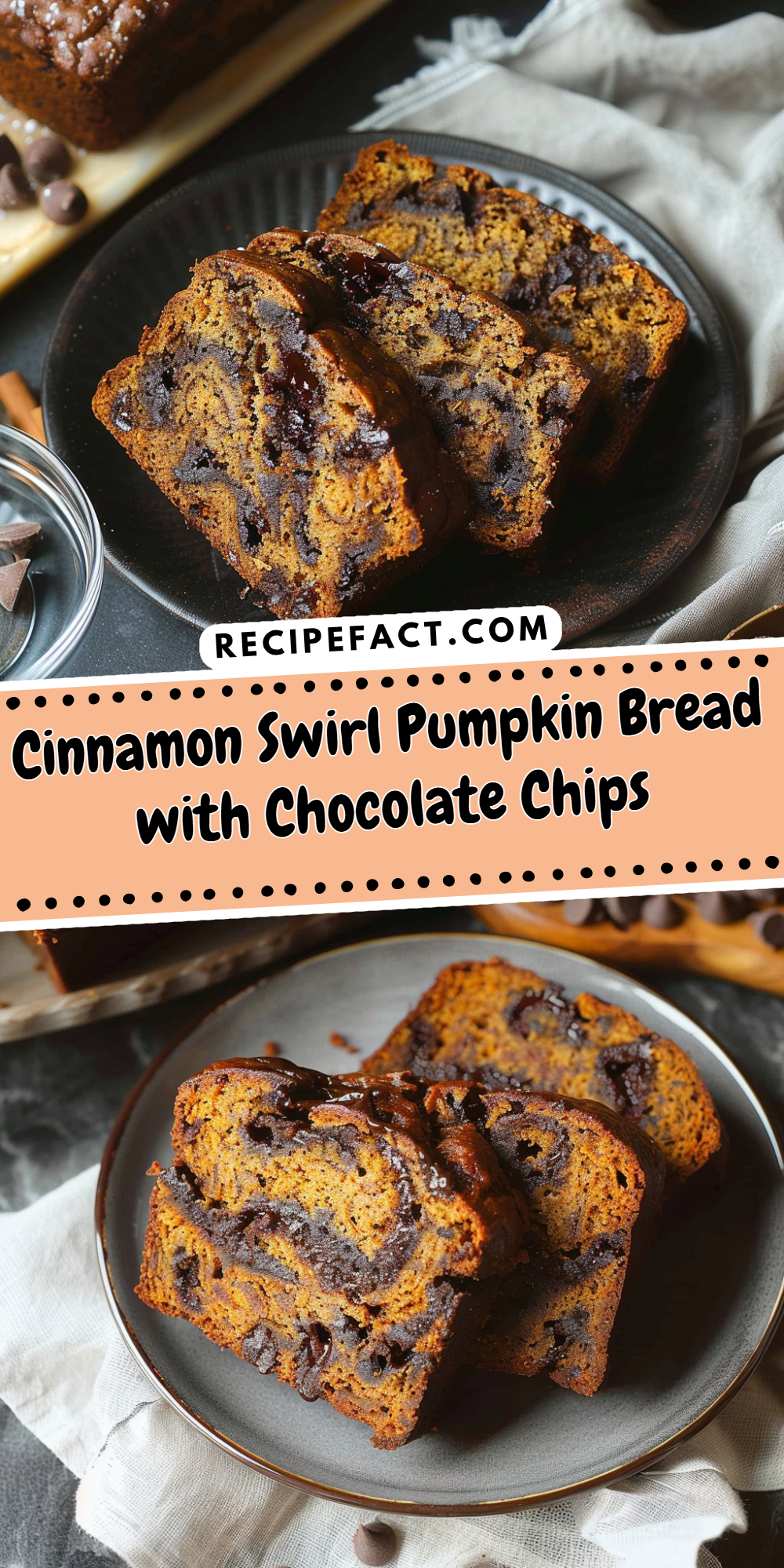 Cinnamon Swirl Pumpkin Bread with Chocolate Chips
