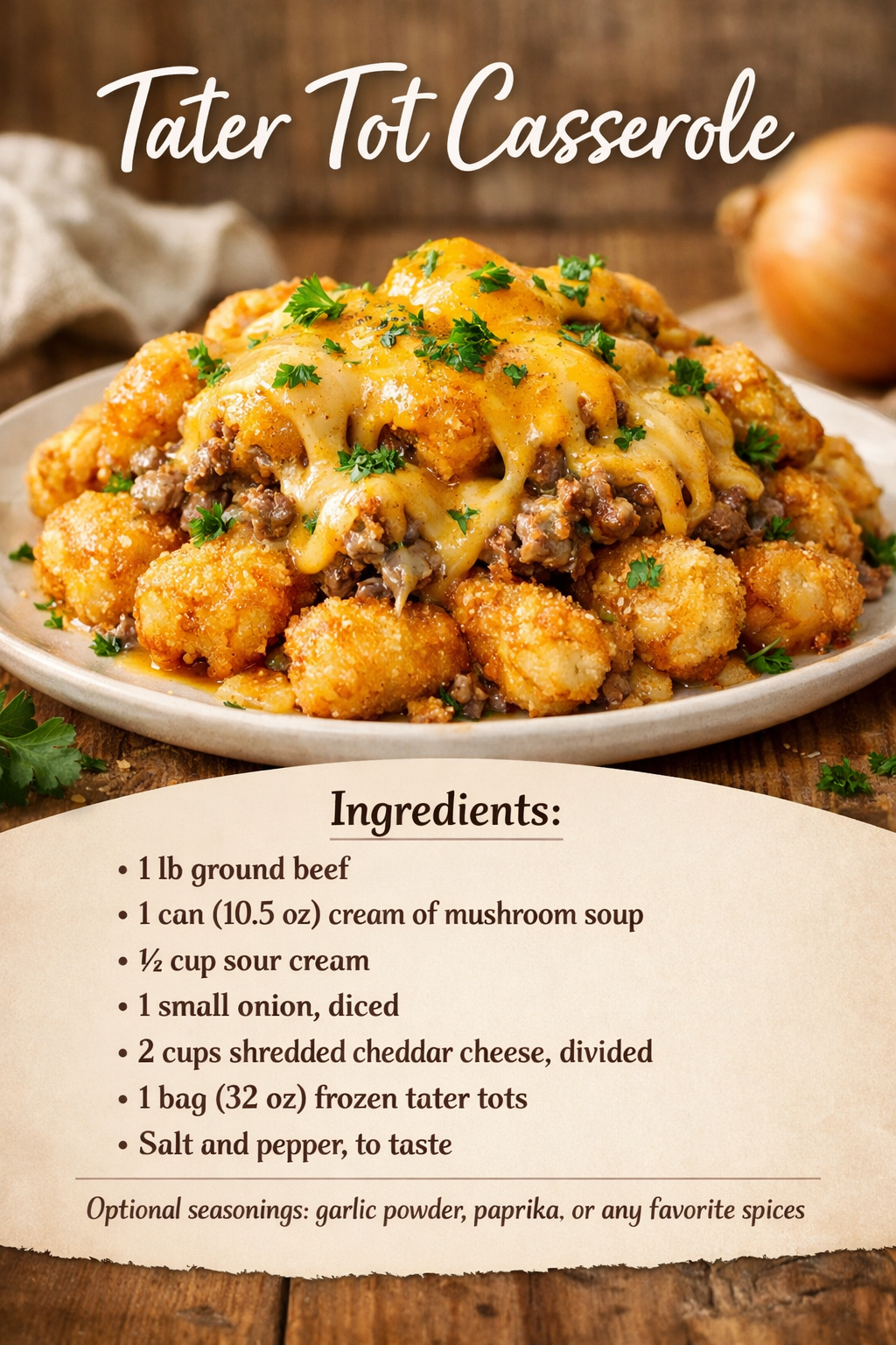 Tater Tot Casserole with Ground Beef